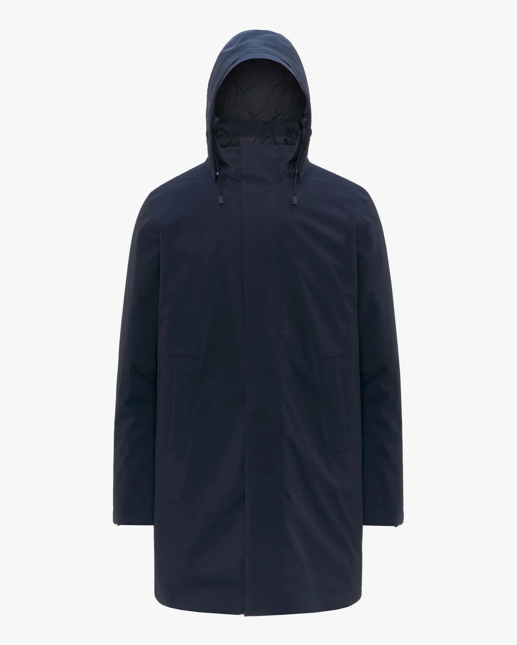 Impermeabile imbottito K-way Thomal Bonded Padded blu con cappuccio staccabile