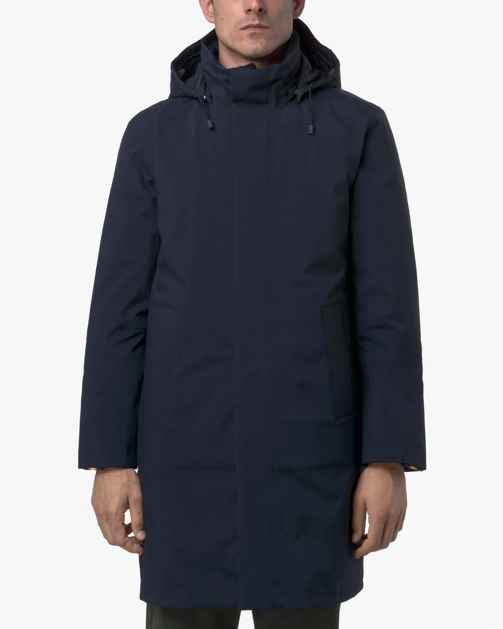 Impermeabile imbottito K-way Thomal Bonded Padded blu con cappuccio staccabile image