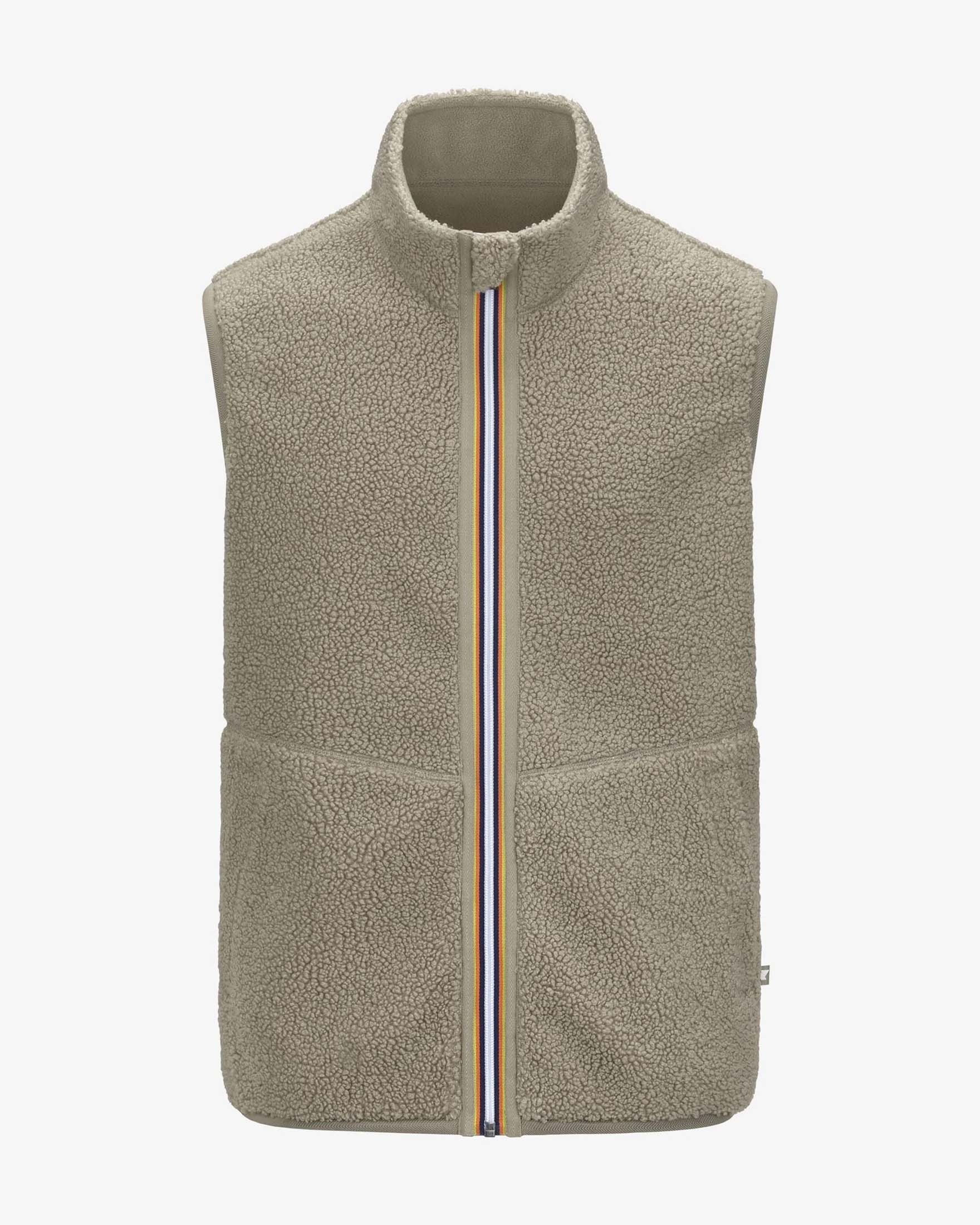 Gilet K-way Yannick Sherpa Polar color sabbia in pile reversibile in tessuto orsetto