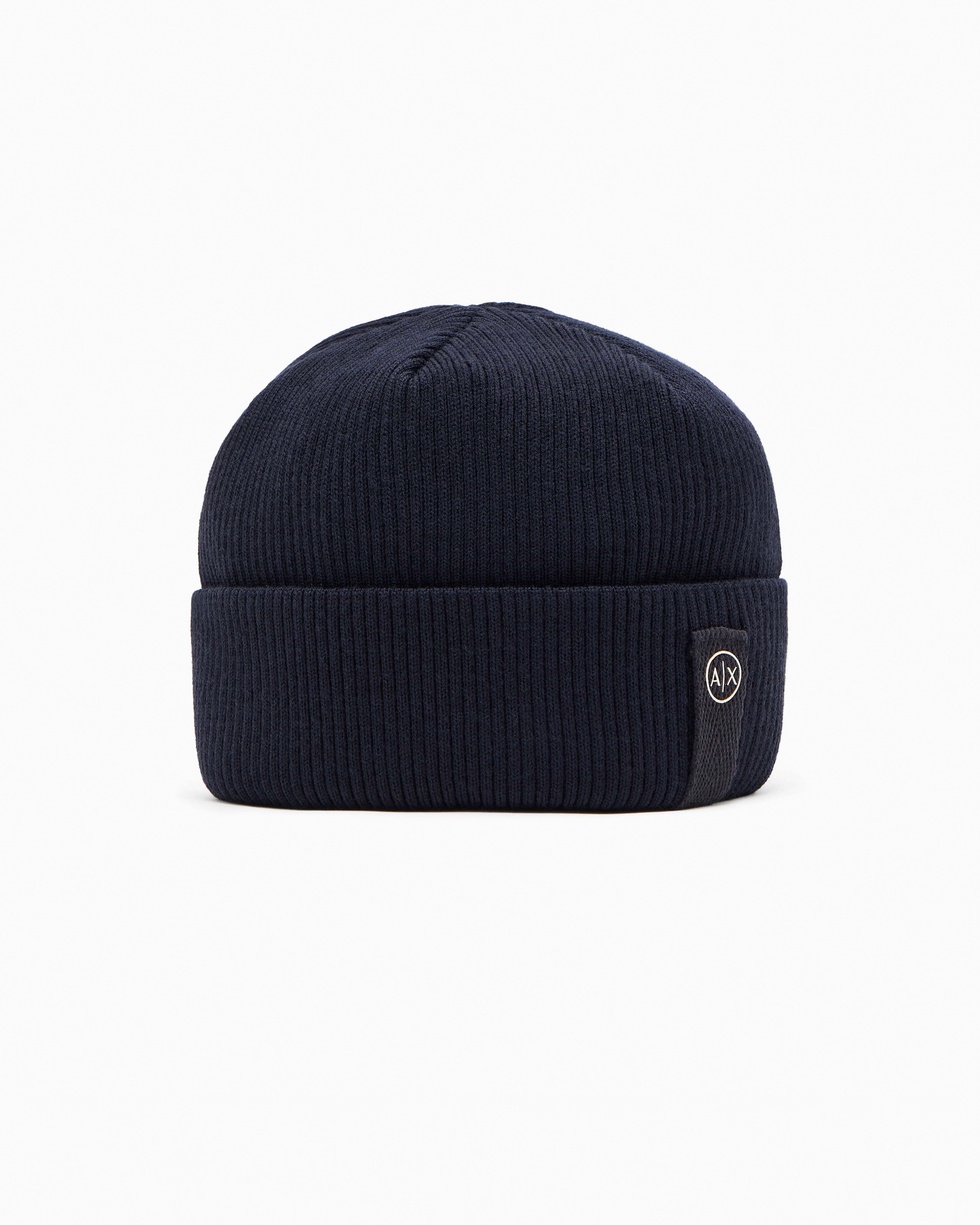 Berretto Exchange blu in misto lana e cotone a costine