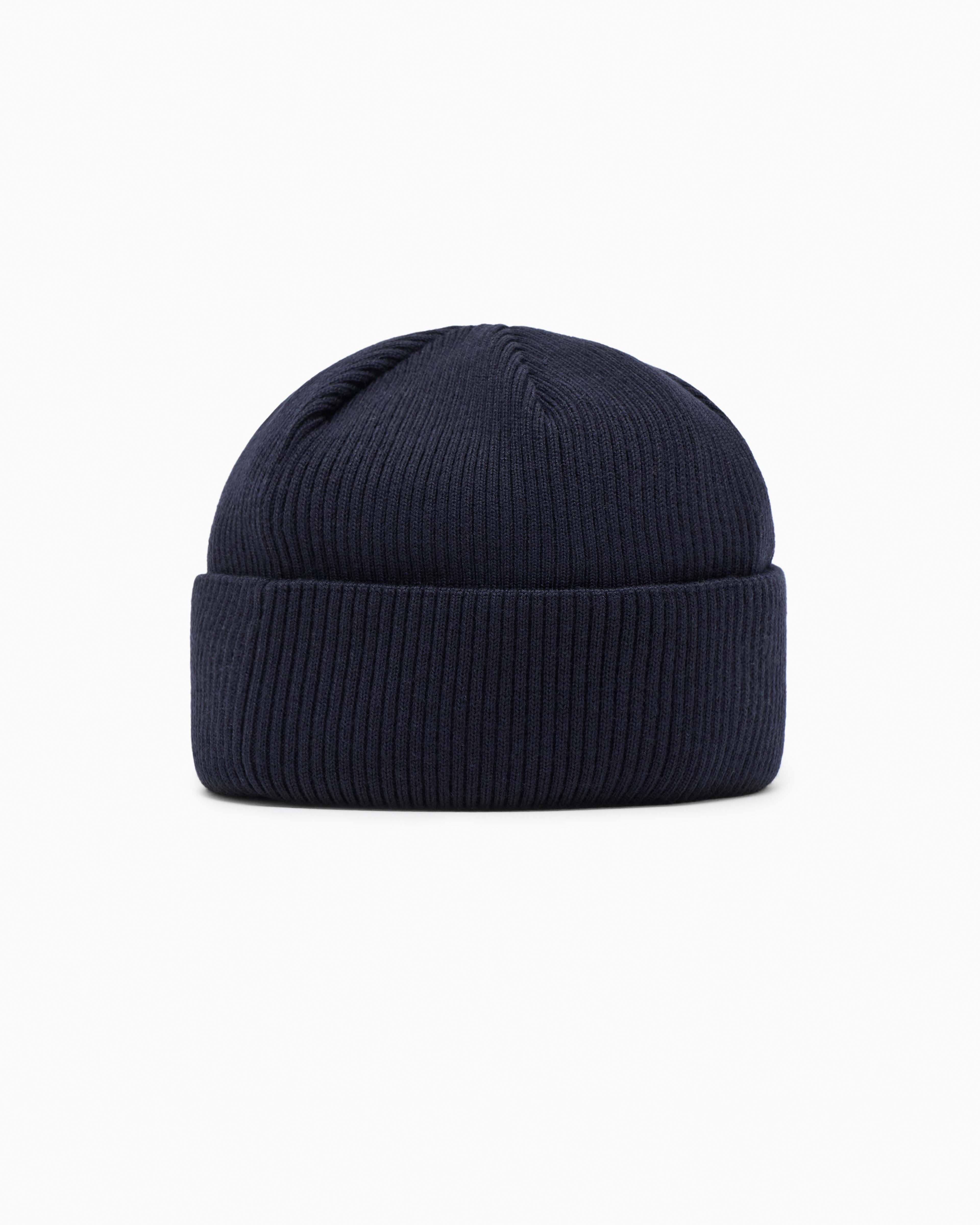 Berretto Armani Exchange blu in misto lana e cotone a costine image