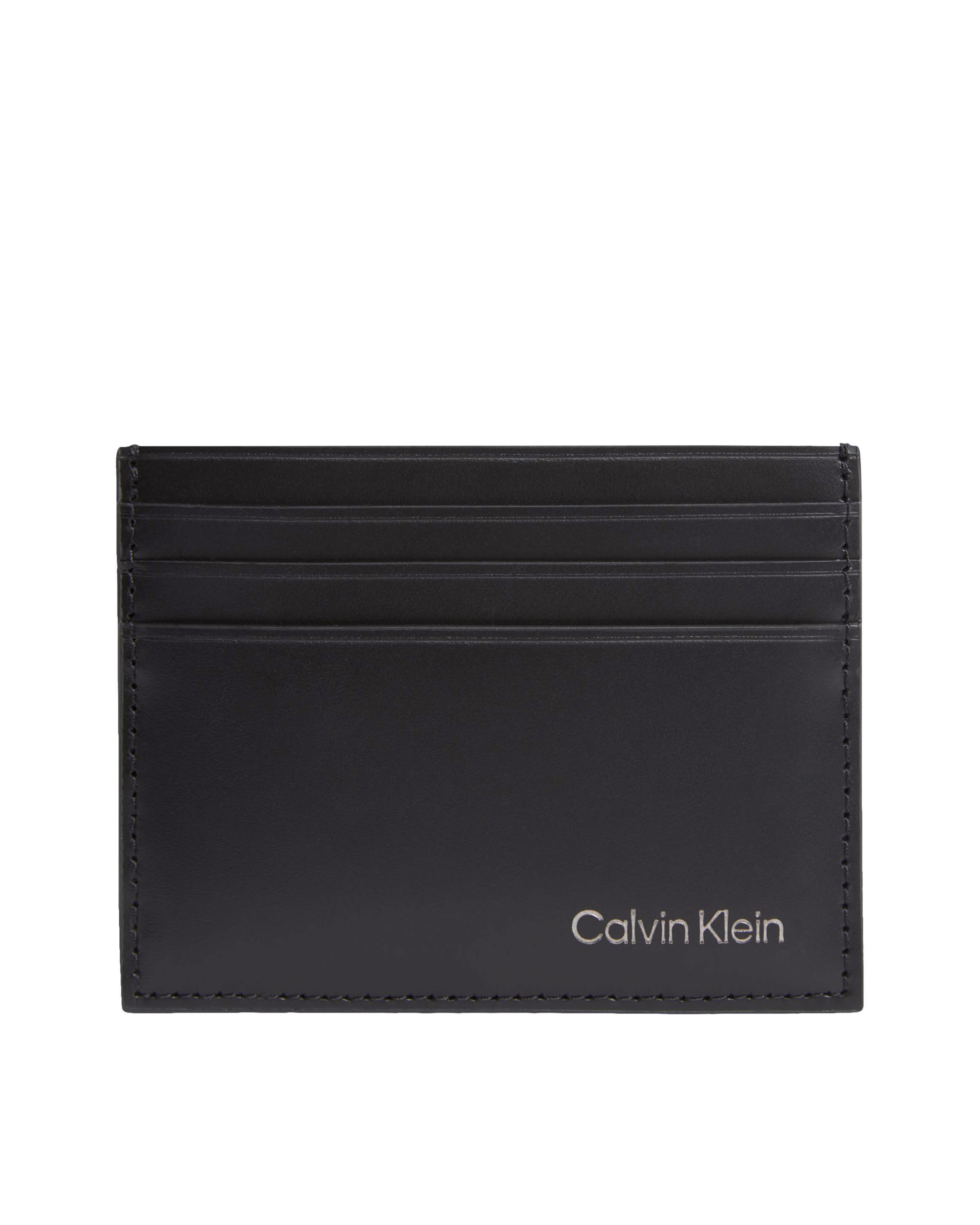 Portacarte Calvin Klein Jeans nero in pelle liscia