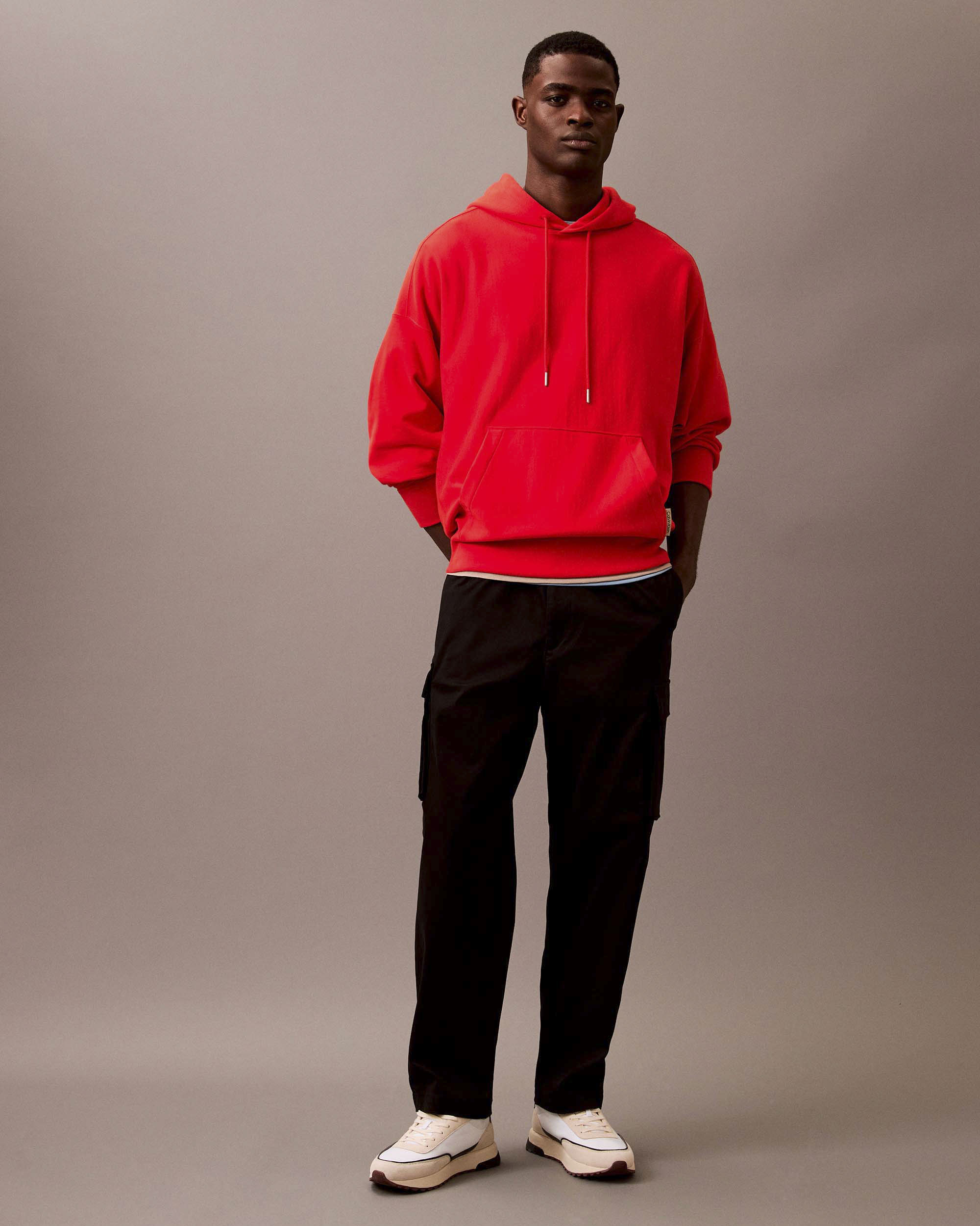 Pantaloni cargo Calvin Klein Jeans neri in cotone elasticizzato