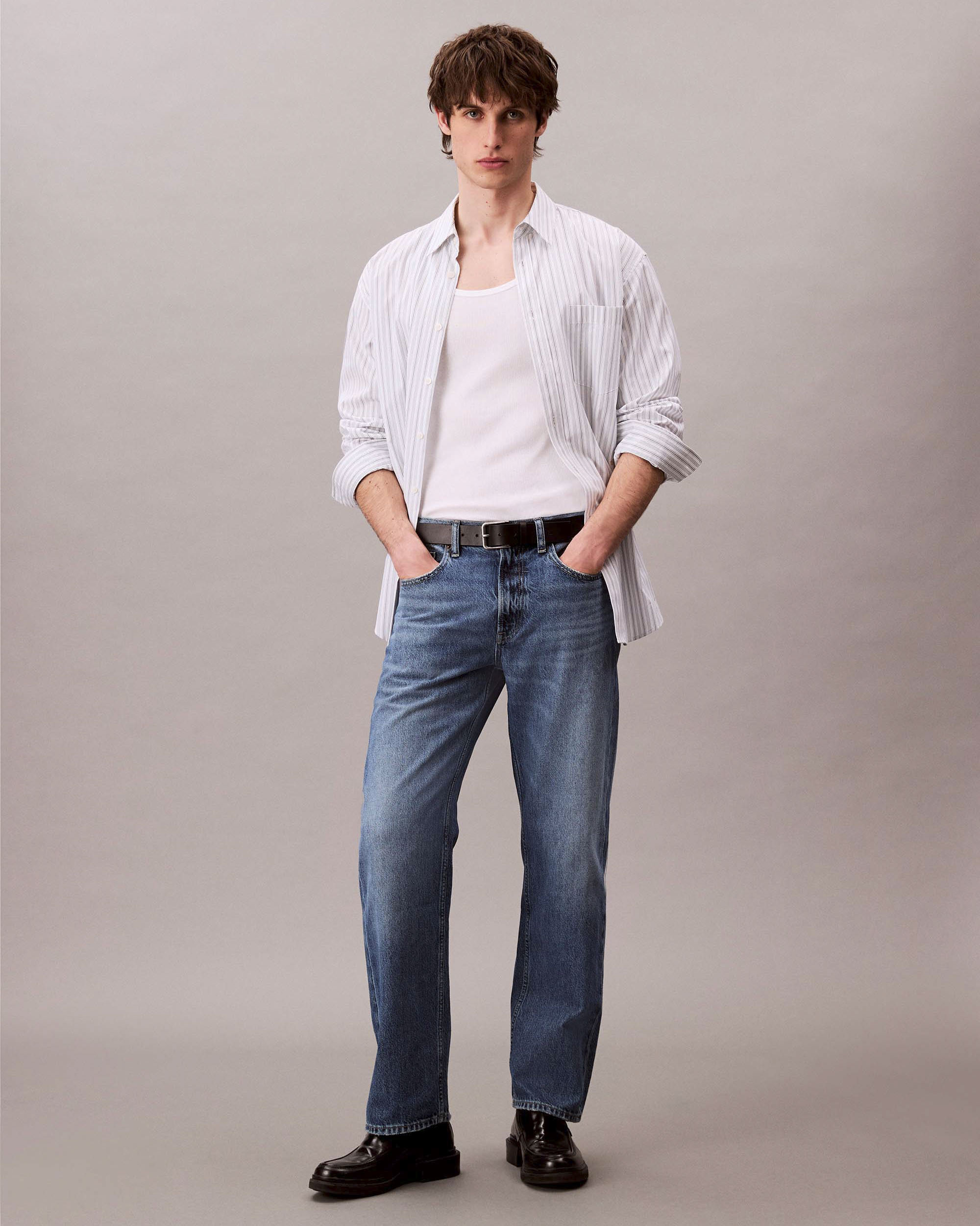 Jeans Calvin Klein Jeans blu medium wash in cotone con baffature