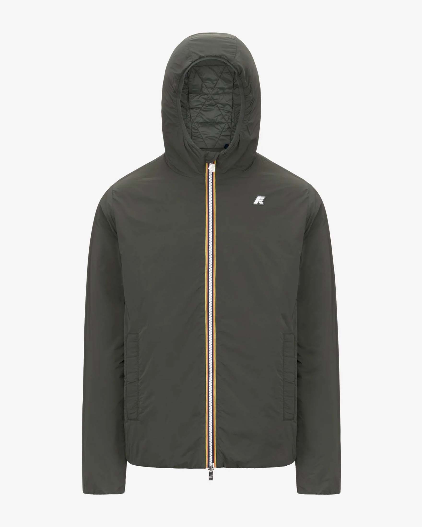 K-way — Giubbino K-way Jack Plain Warm verde militare in nylon idrorepellente