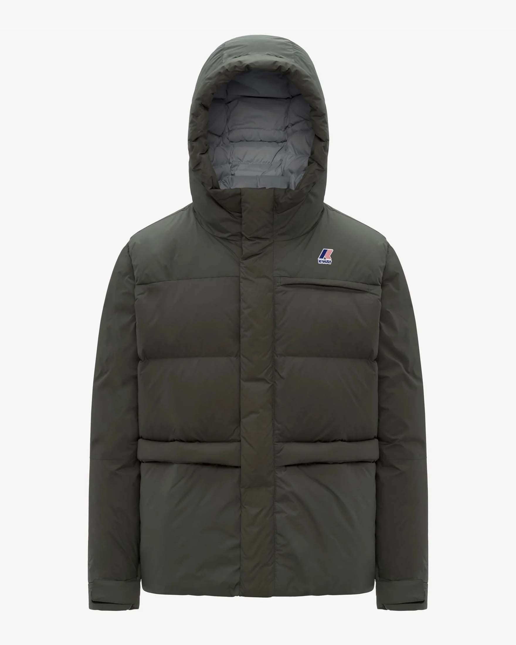 Piumino K-way Le Vrai 4.0 Aurele Heavy Warm verde militare con cappuccio