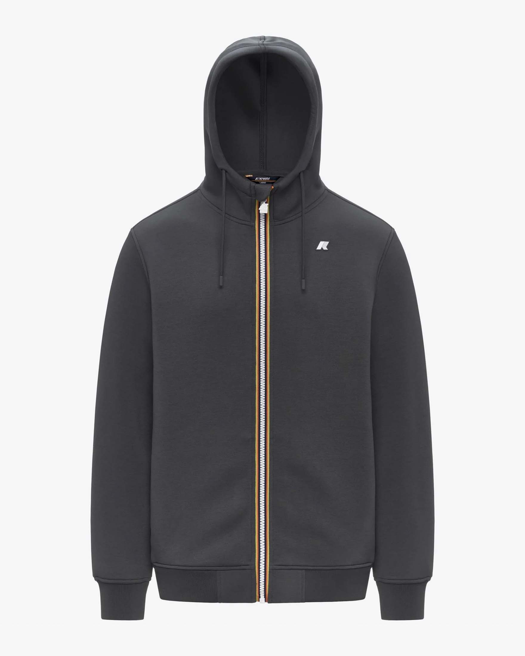 Felpa K-way Rainer Spacer grigio antracite con cappuccio e chiusura zip
