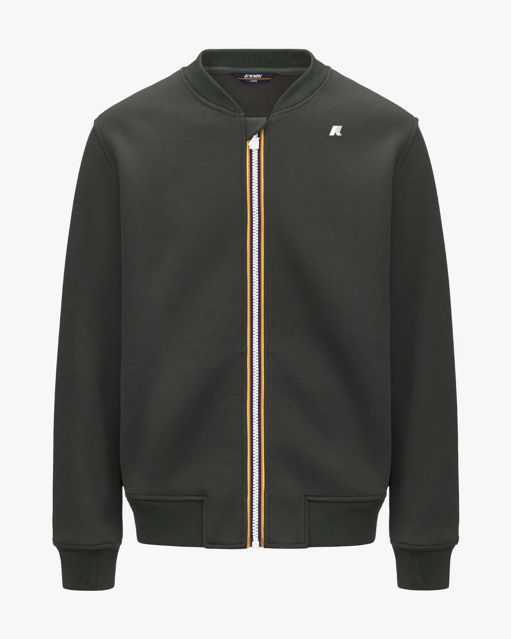 K-way — Felpa bomber K-way Abel Spacer verde militare con chiusura zip