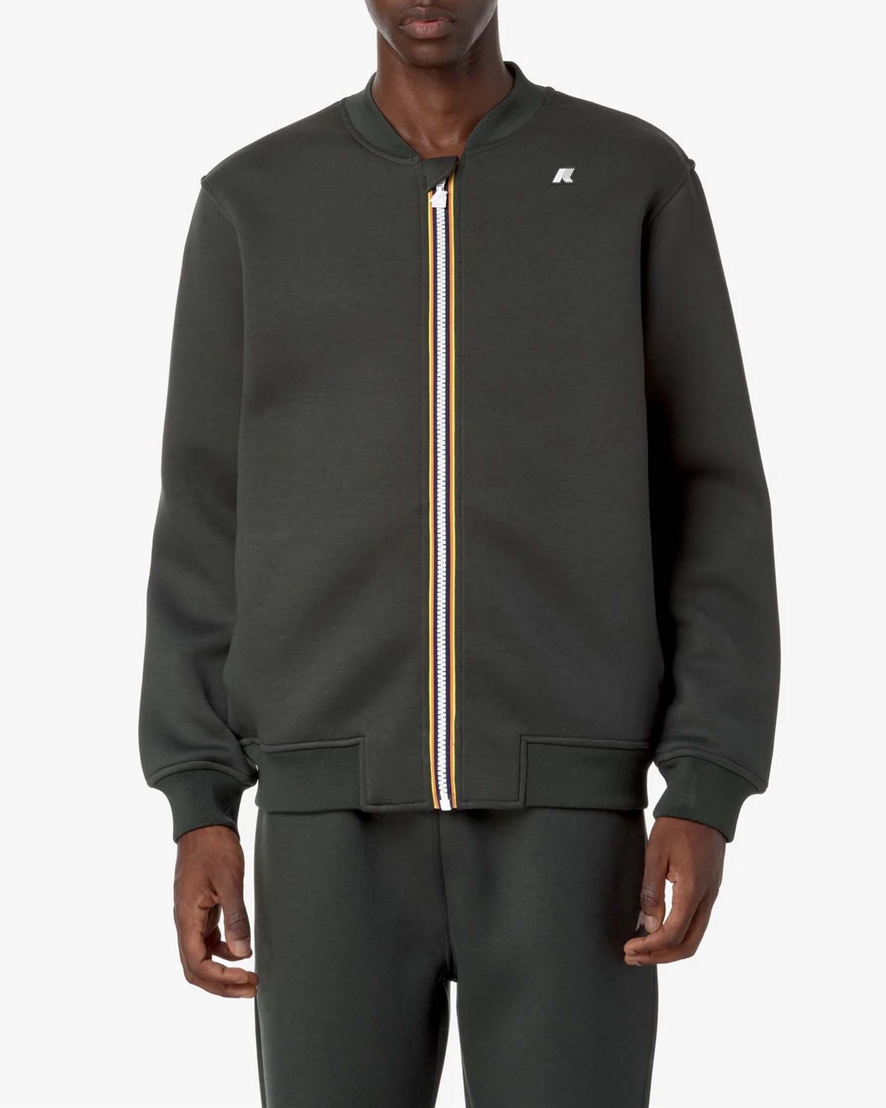 Felpa bomber K-way Abel Spacer verde militare con chiusura zip image