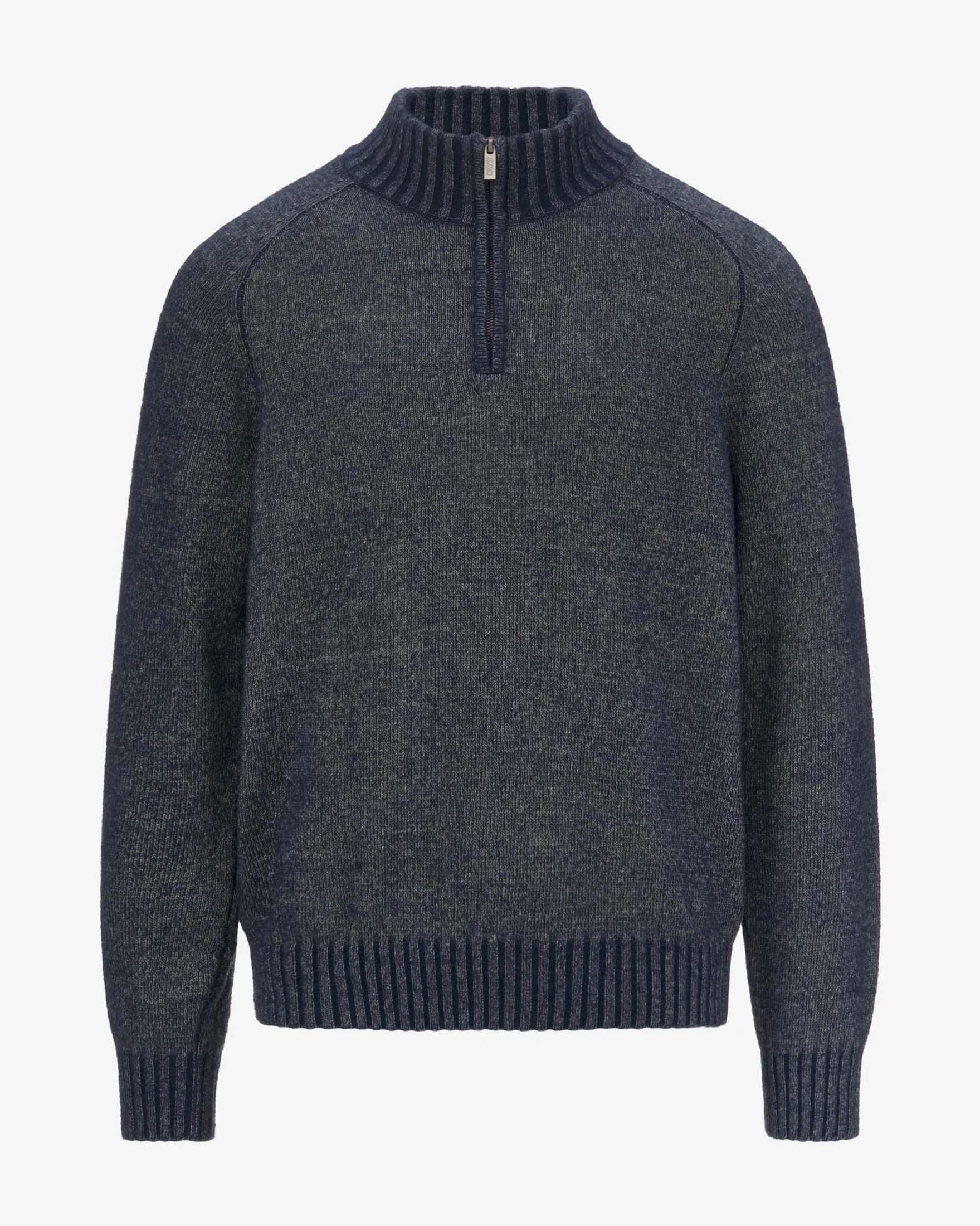 Maglione K-way Sevigny in misto lana merino vanisé verde militare con apertura a mezza zip