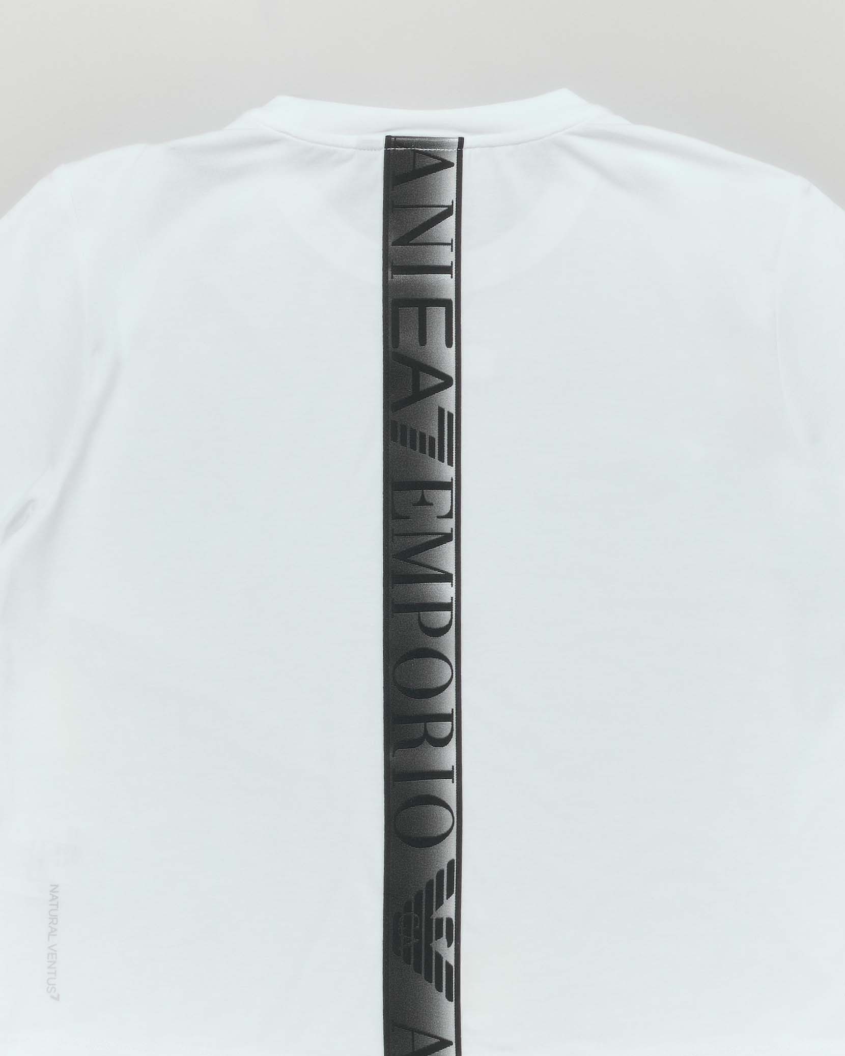 T-shirt EA7 natural ventus bianca in misto viscosa stretch con banda logo nera image