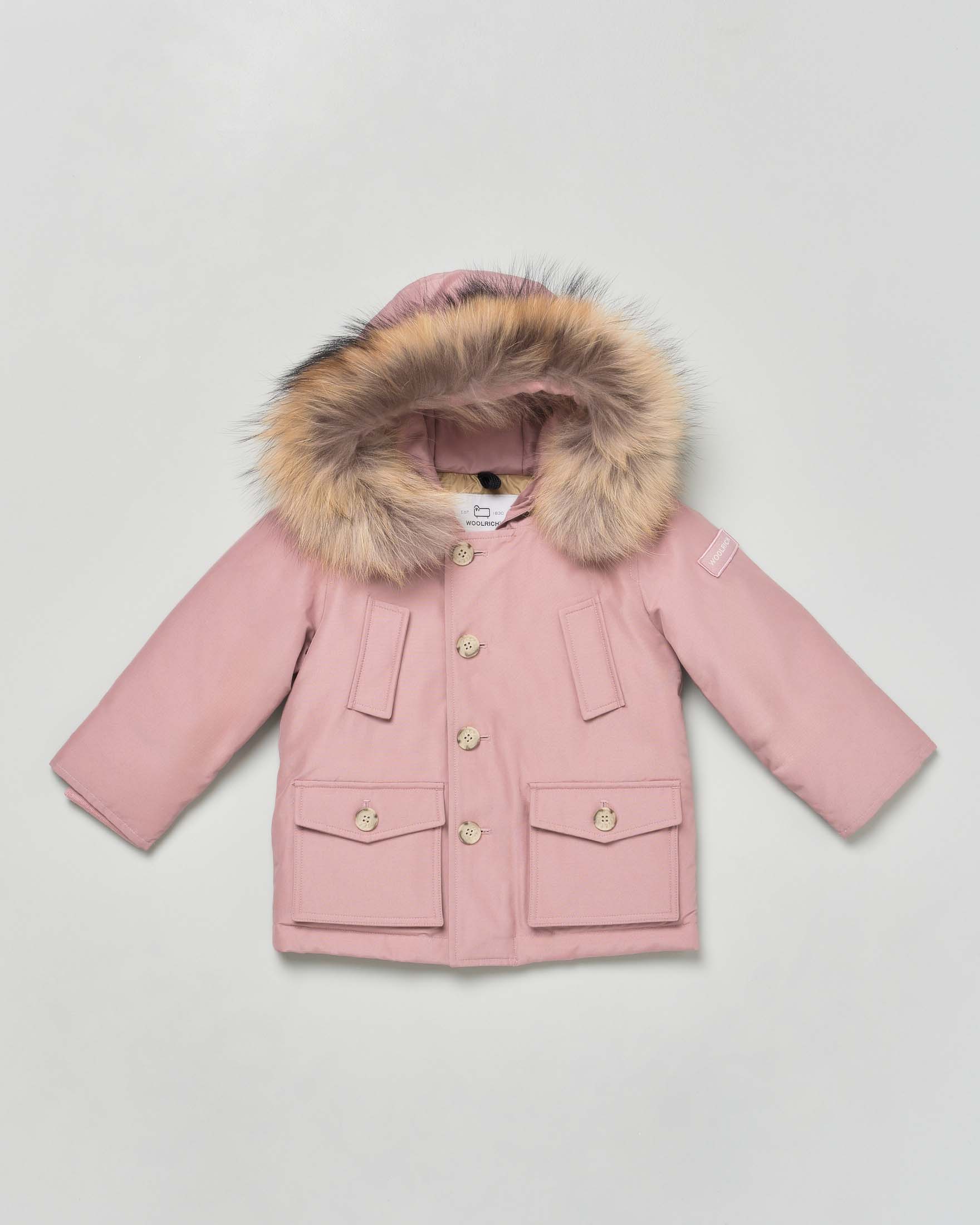 Giaccone Woolrich Artic Parka color malva con pelliccia removibile
