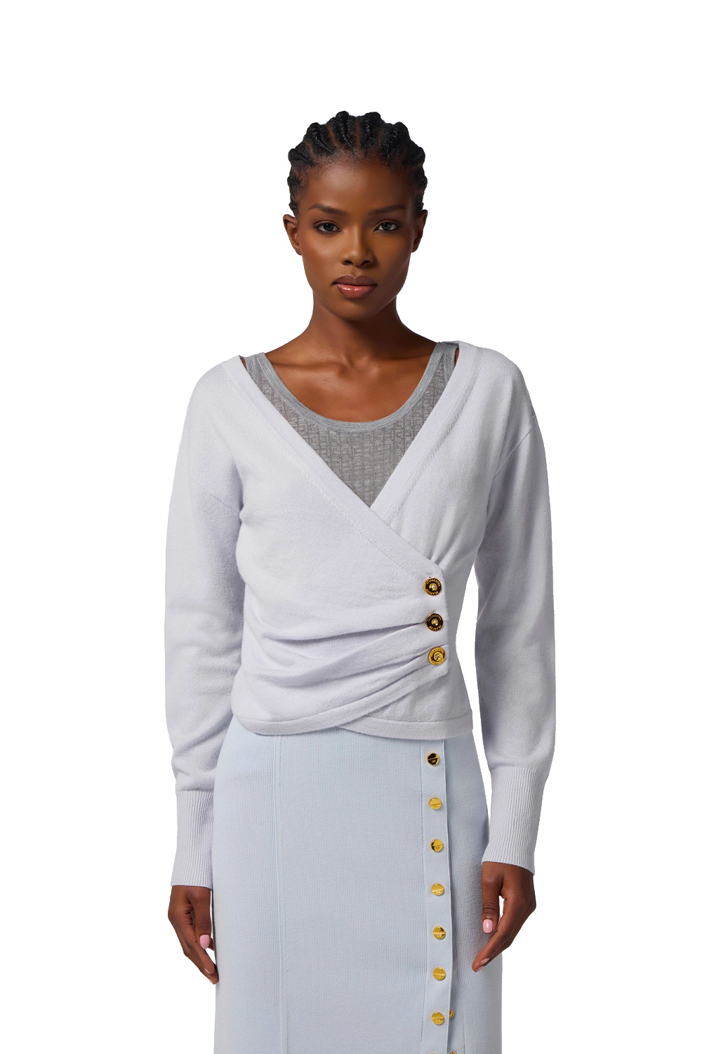 Maglia in Misto Cachemire con Bottoni Gioiello