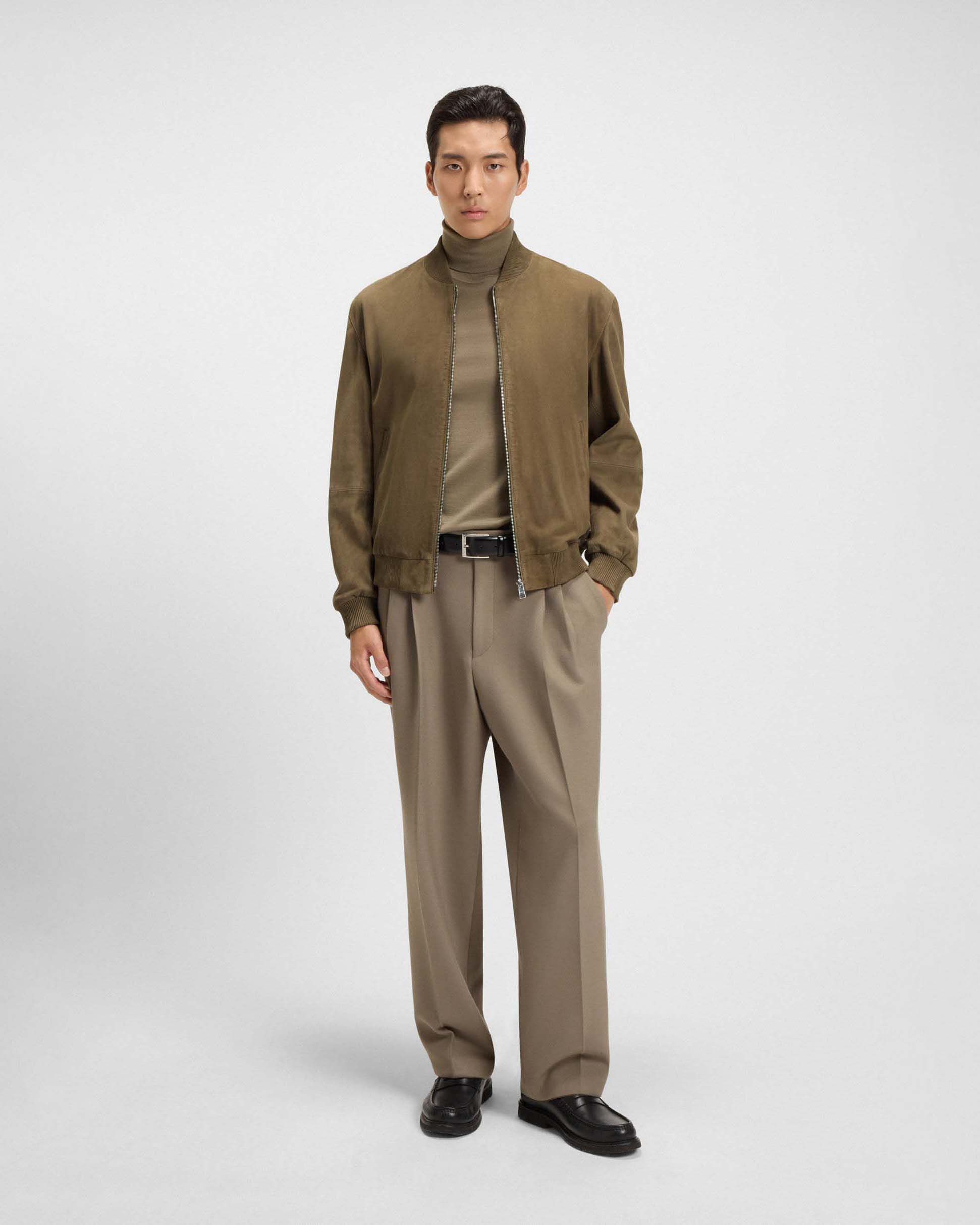 Giacca bomber Muller Boss in pelle scamosciata color cammello