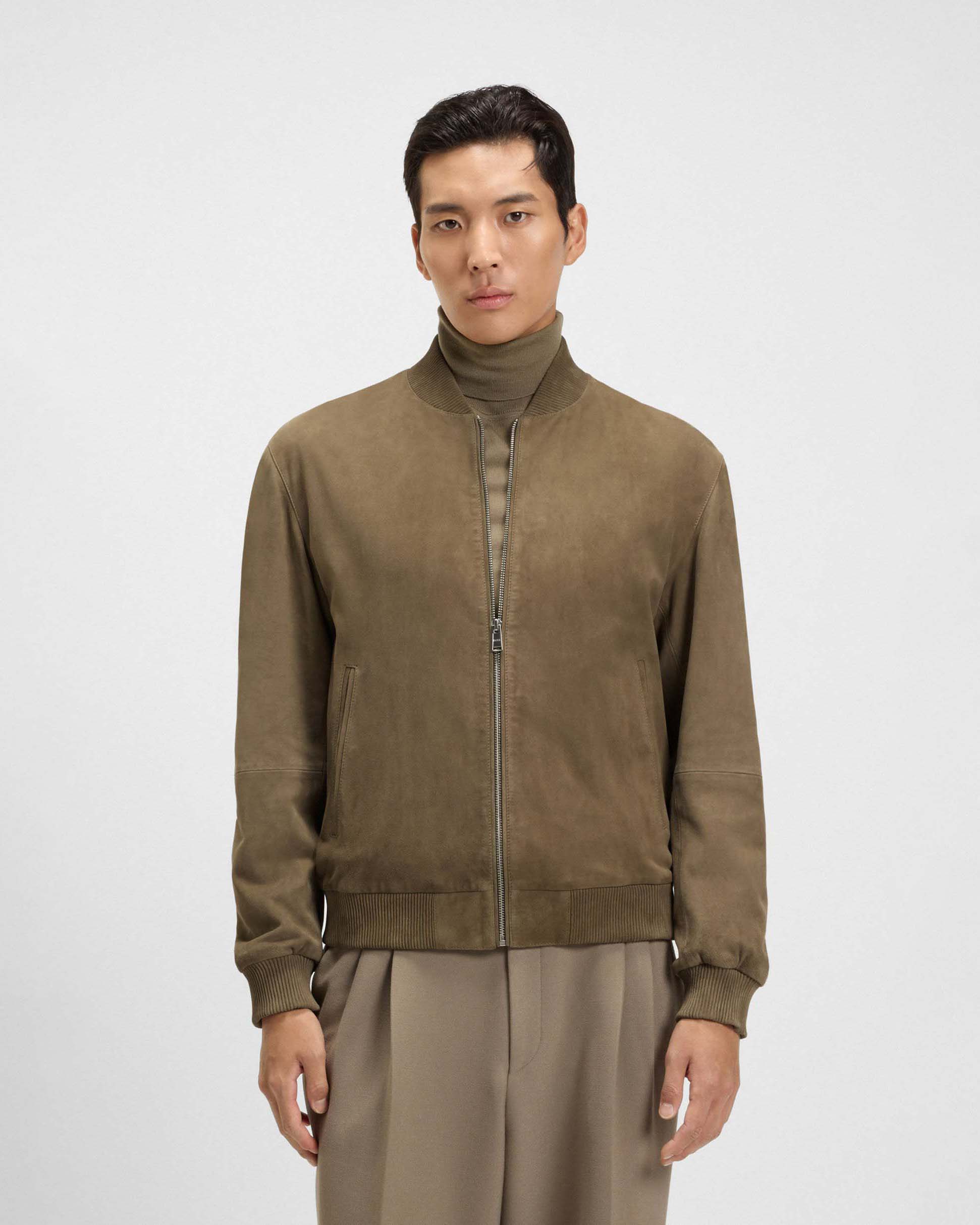 Giacca bomber Muller Boss in pelle scamosciata color cammello image