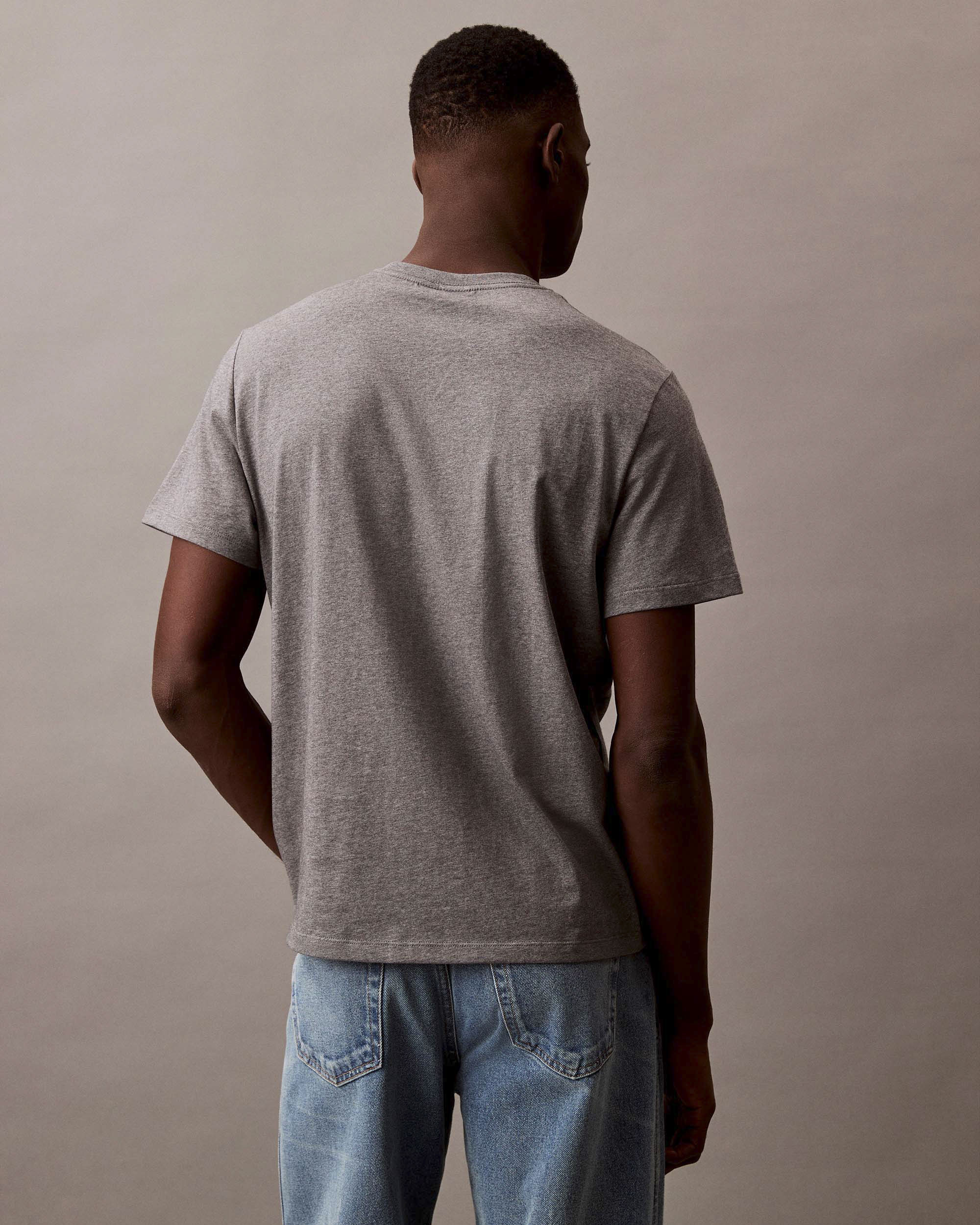 T-shirt relaxed-fit Calvin Klein Jeans grigia in cotone con logo monogramma ricamato frontale image