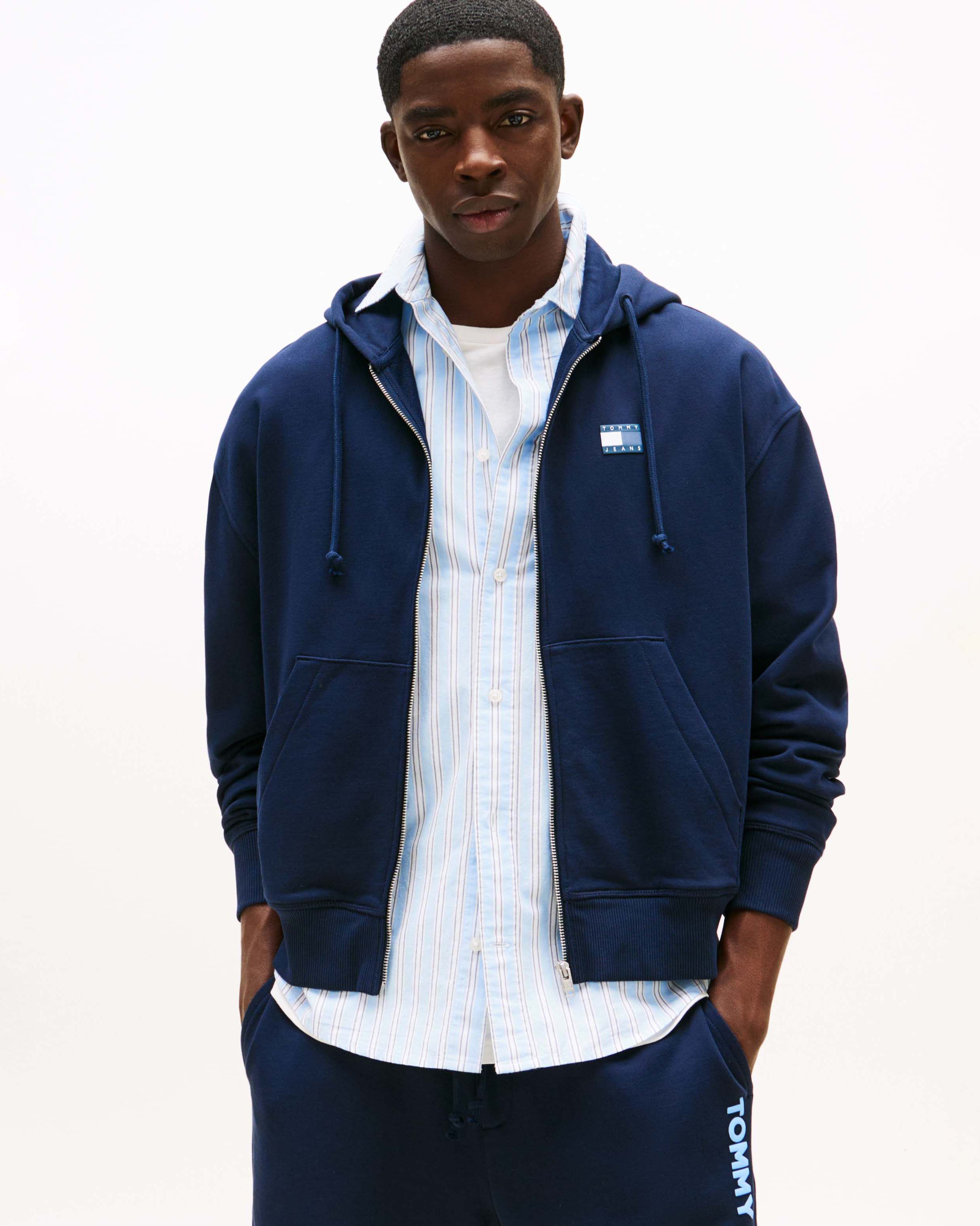 Felpa Tommy Jeans blu con cappuccio e chiusura zip