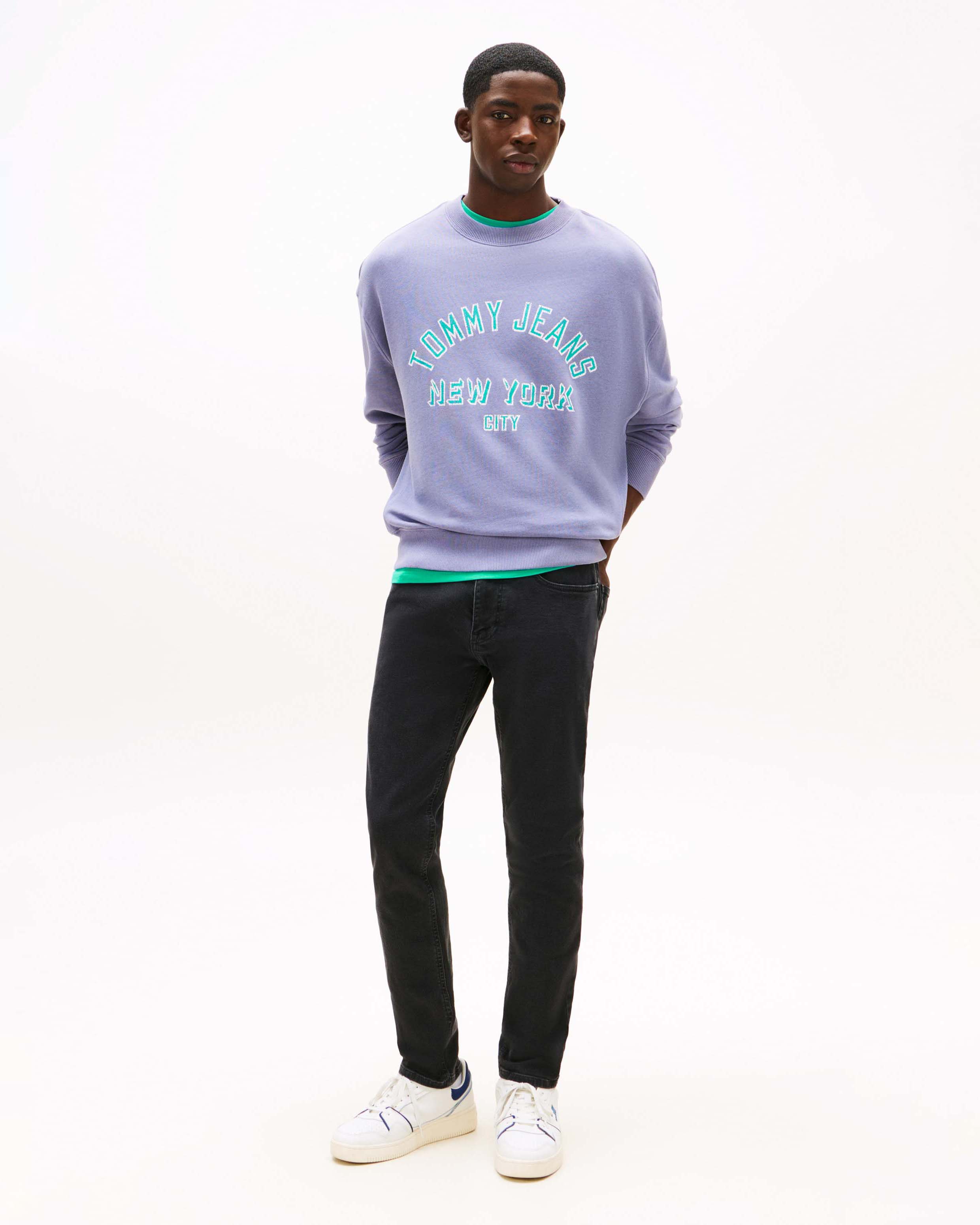 Jeans Austin Tommy Jeans slim tapered fit in cotone stretch lavaggio nero stone washed