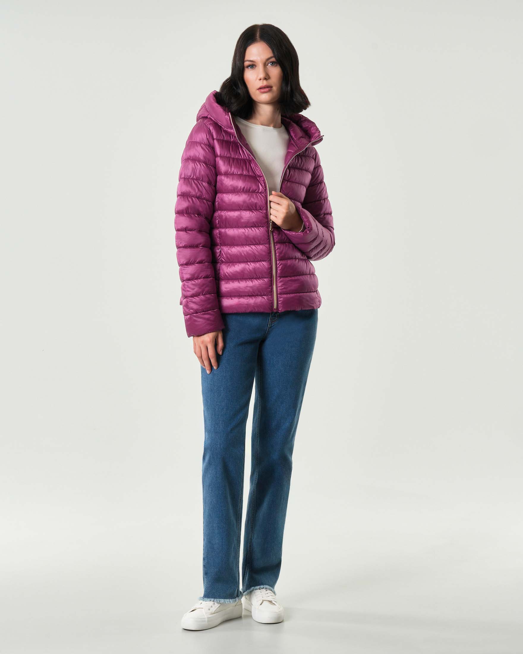 Piumino color ciclamino Emme Marella in tessuto tecnico downproof antigoccia con cappuccio