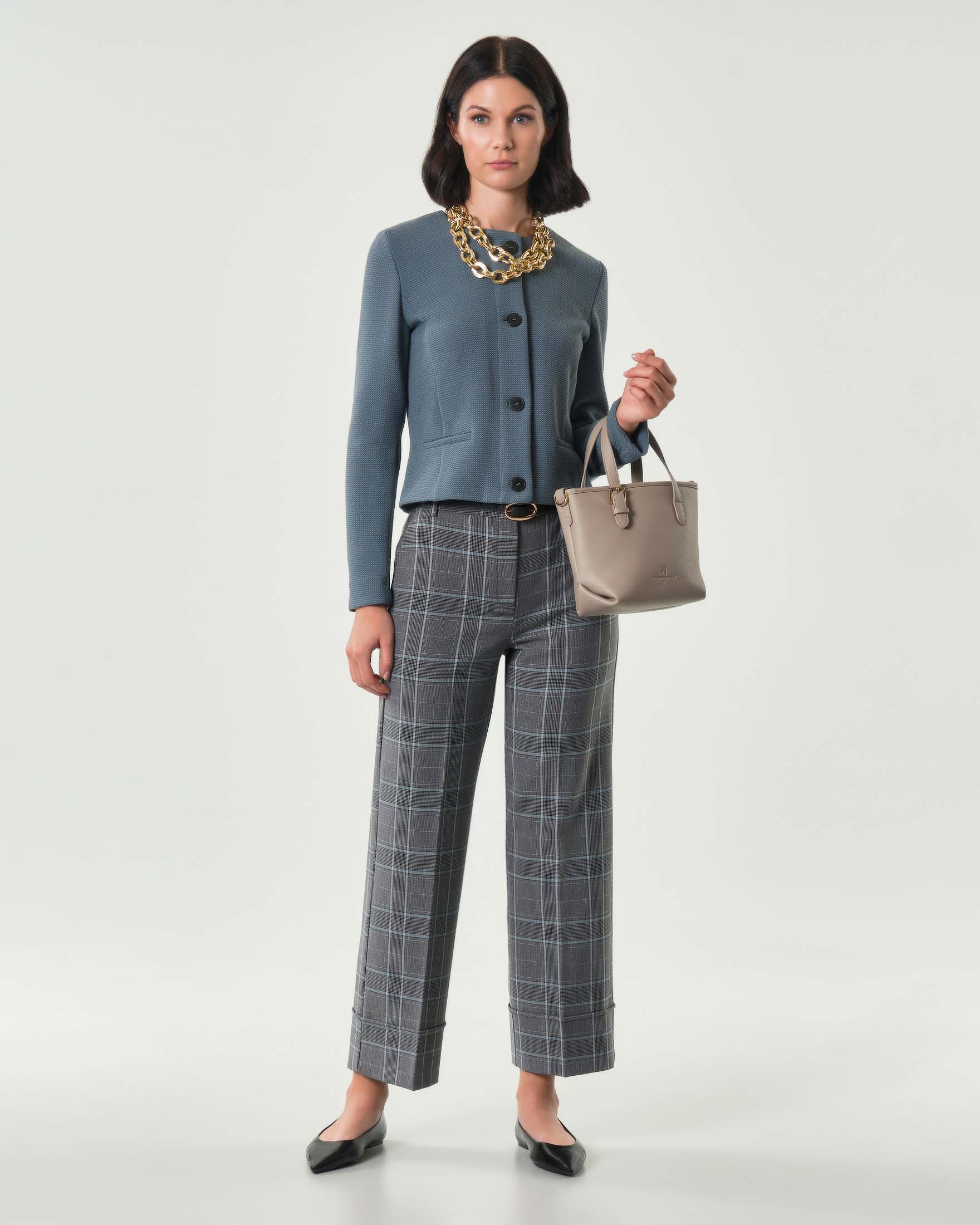 Giacchina corta azzurra Emme Marella in stuoia armaturata di misto viscosa stretch image