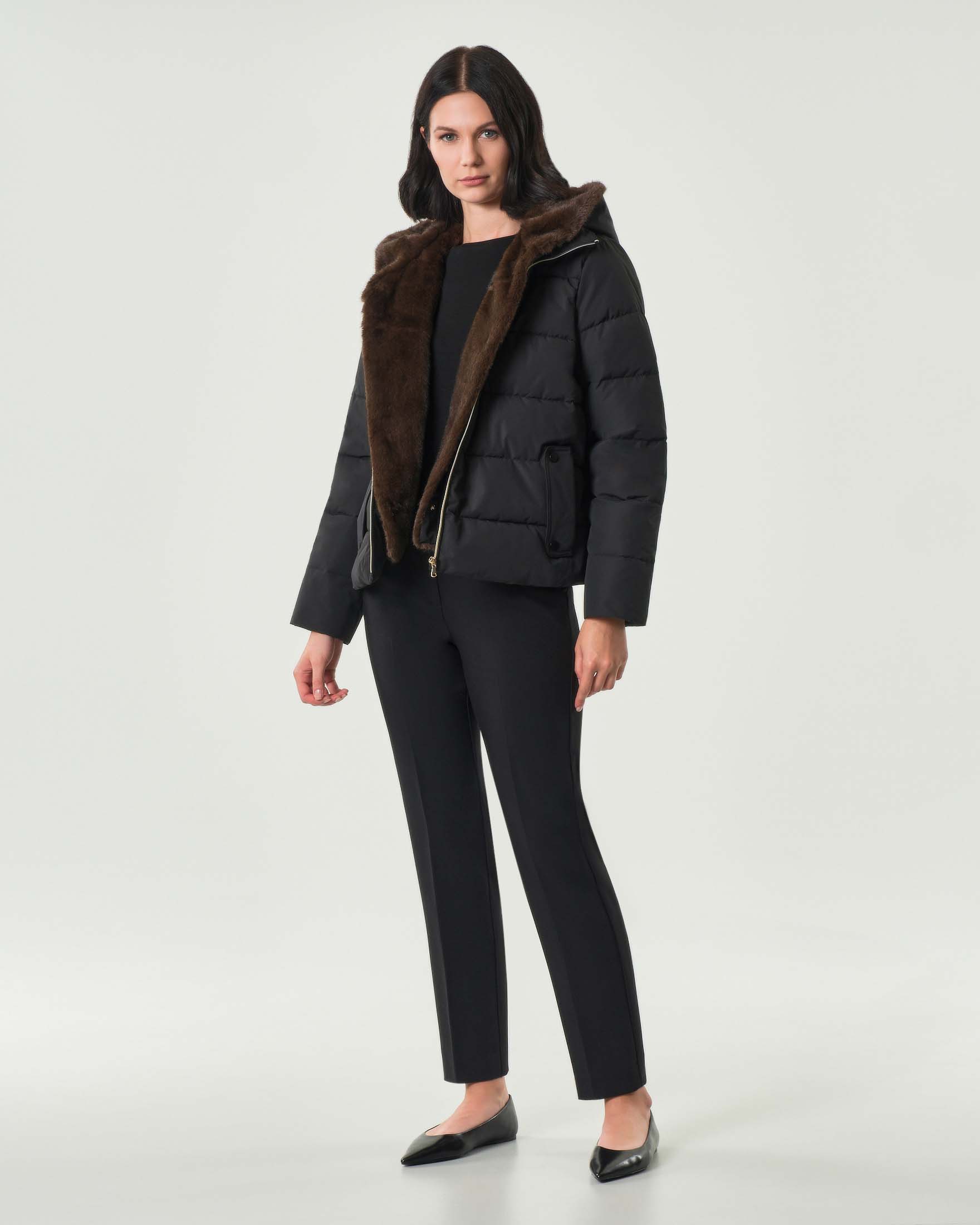 Piumino nero Emme Marella in taffettà con pettorina rimovibile in