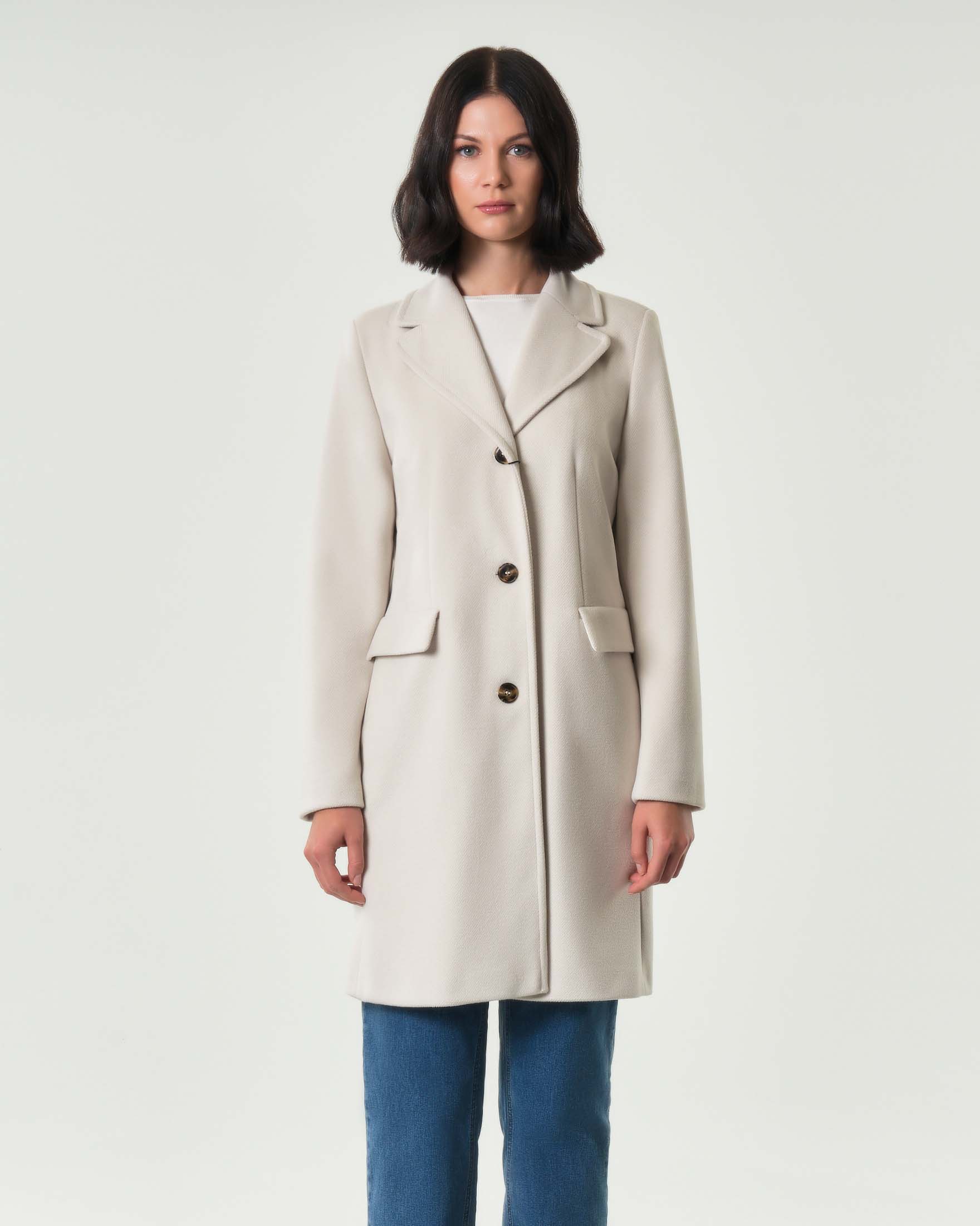 Cappotto color gesso Emme Marella in jersey panno soft di viscosa con scollo a rever image