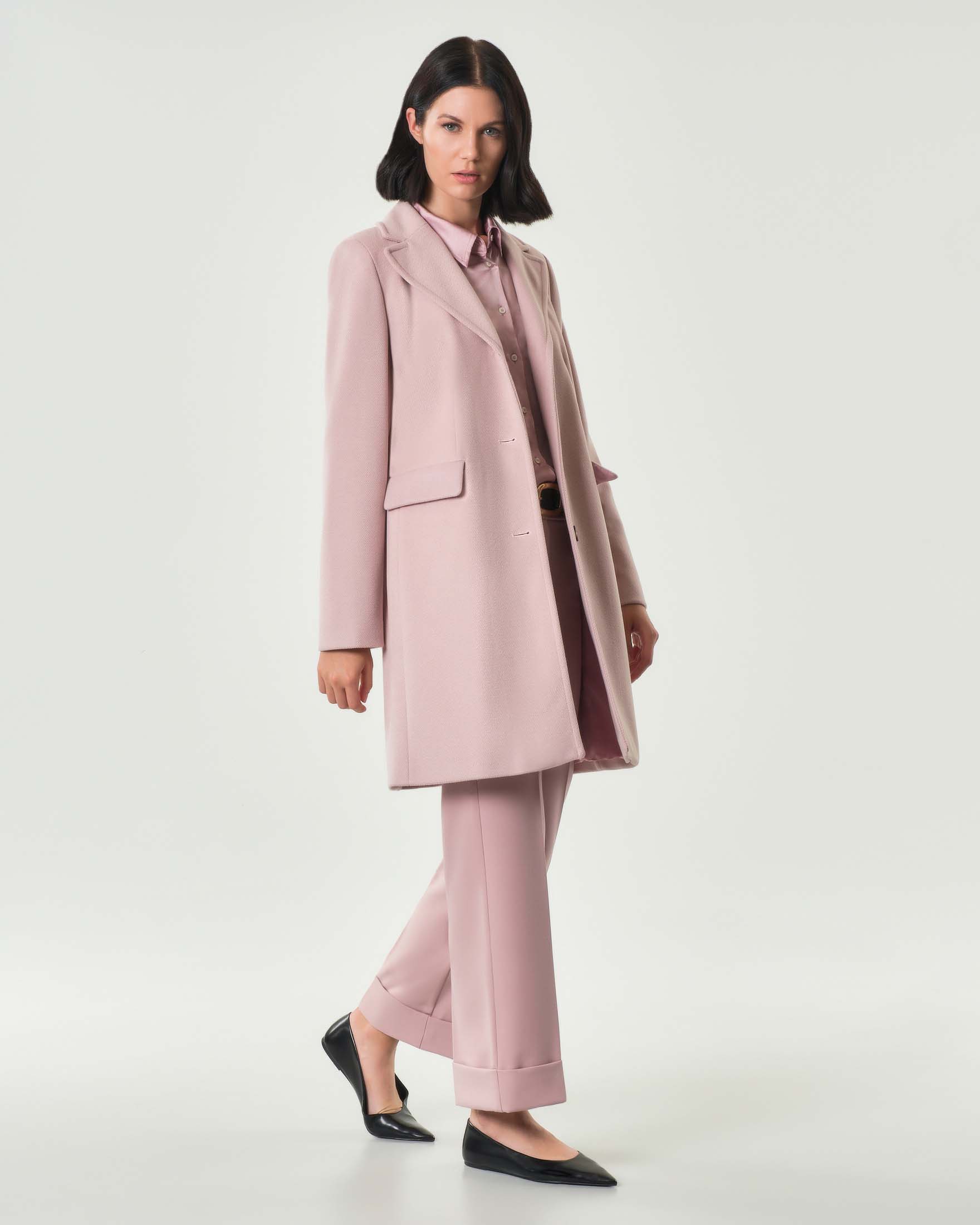 Cappotto rosa Emme Marella in jersey panno soft di viscosa con scollo a rever