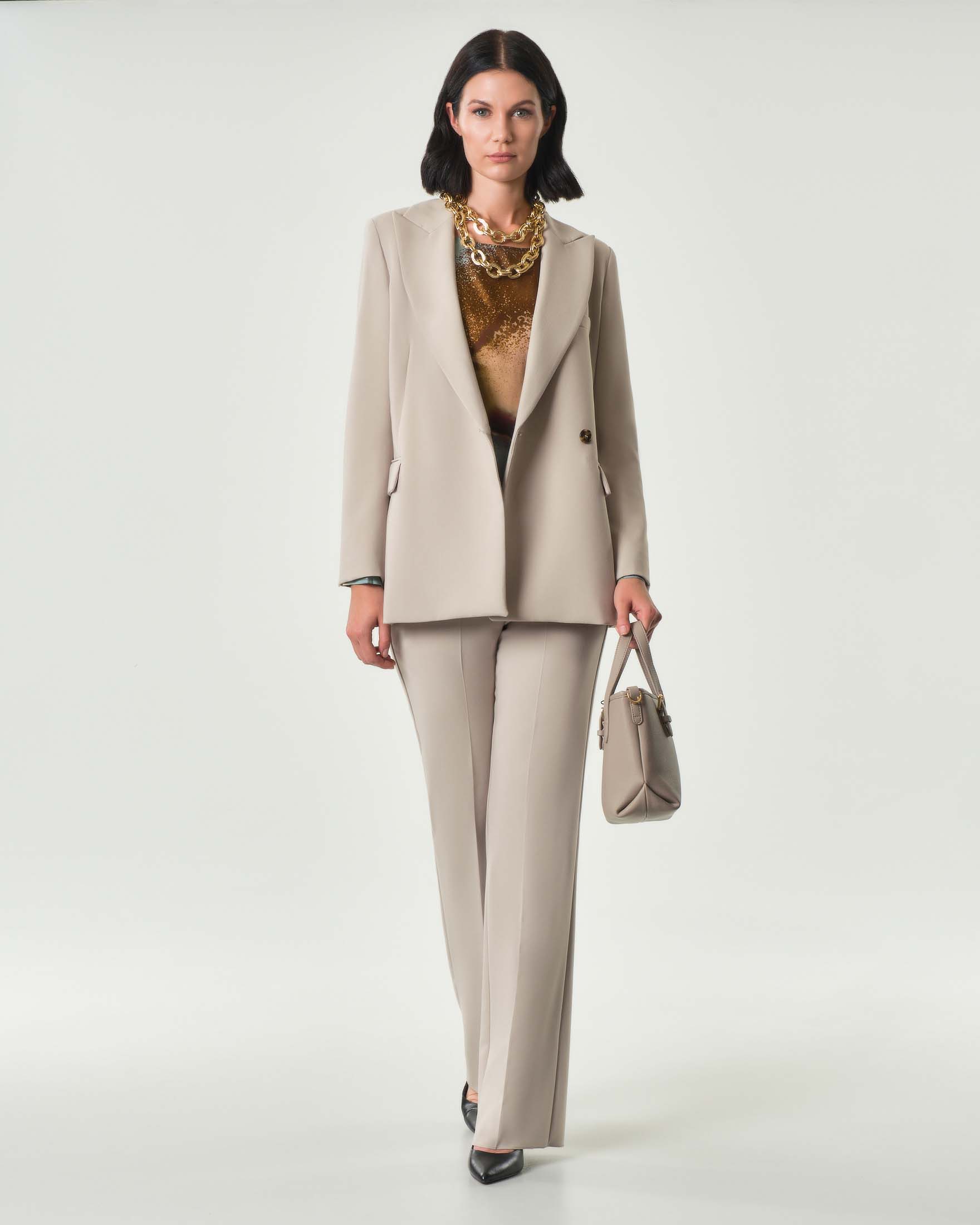 Blazer mezzo petto color sabbia Emme Marella in tessuto bistretch di misto viscosa image