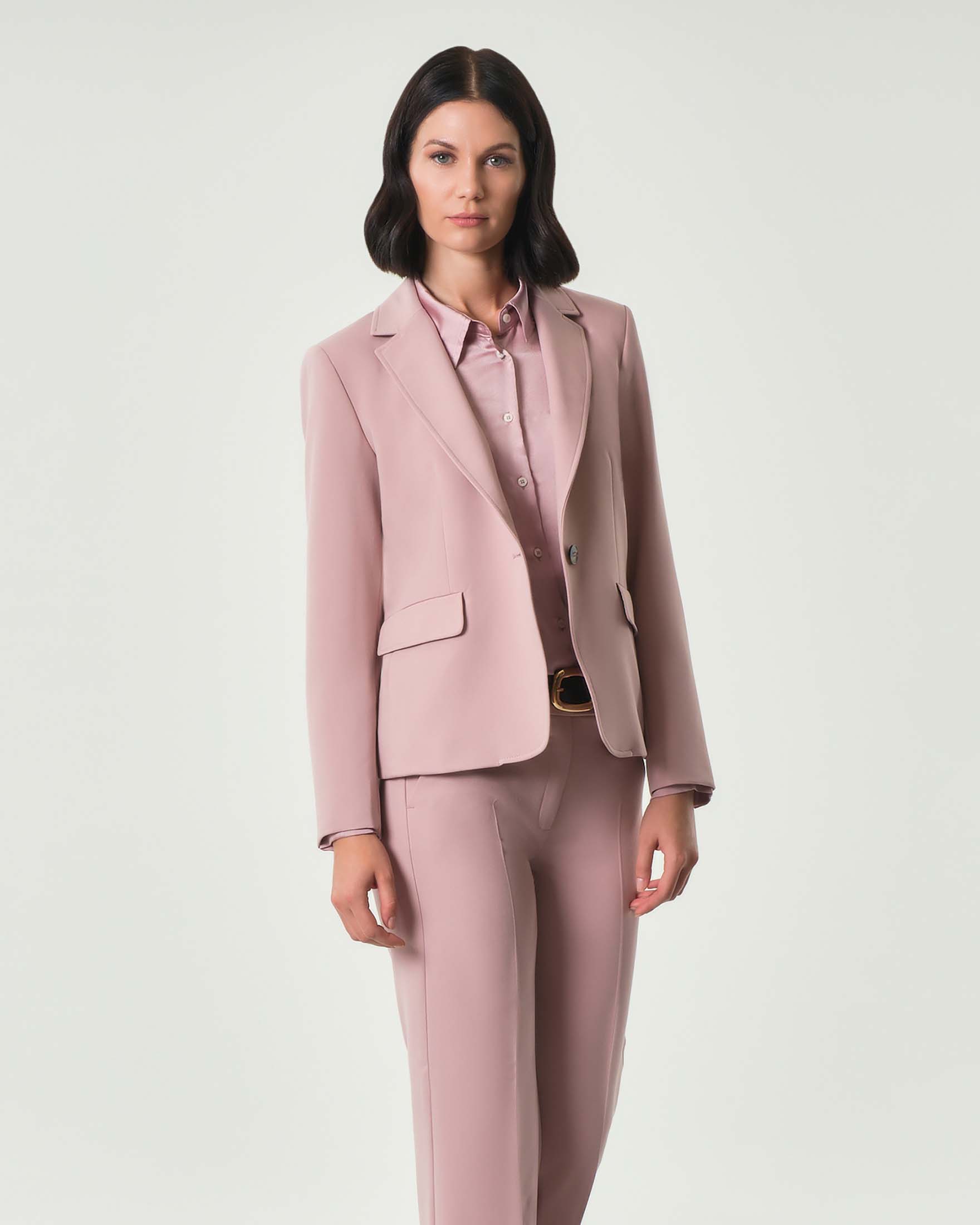 Blazer rosa Emme Marella in tessuto di misto viscosa stretch con scollo a rever
