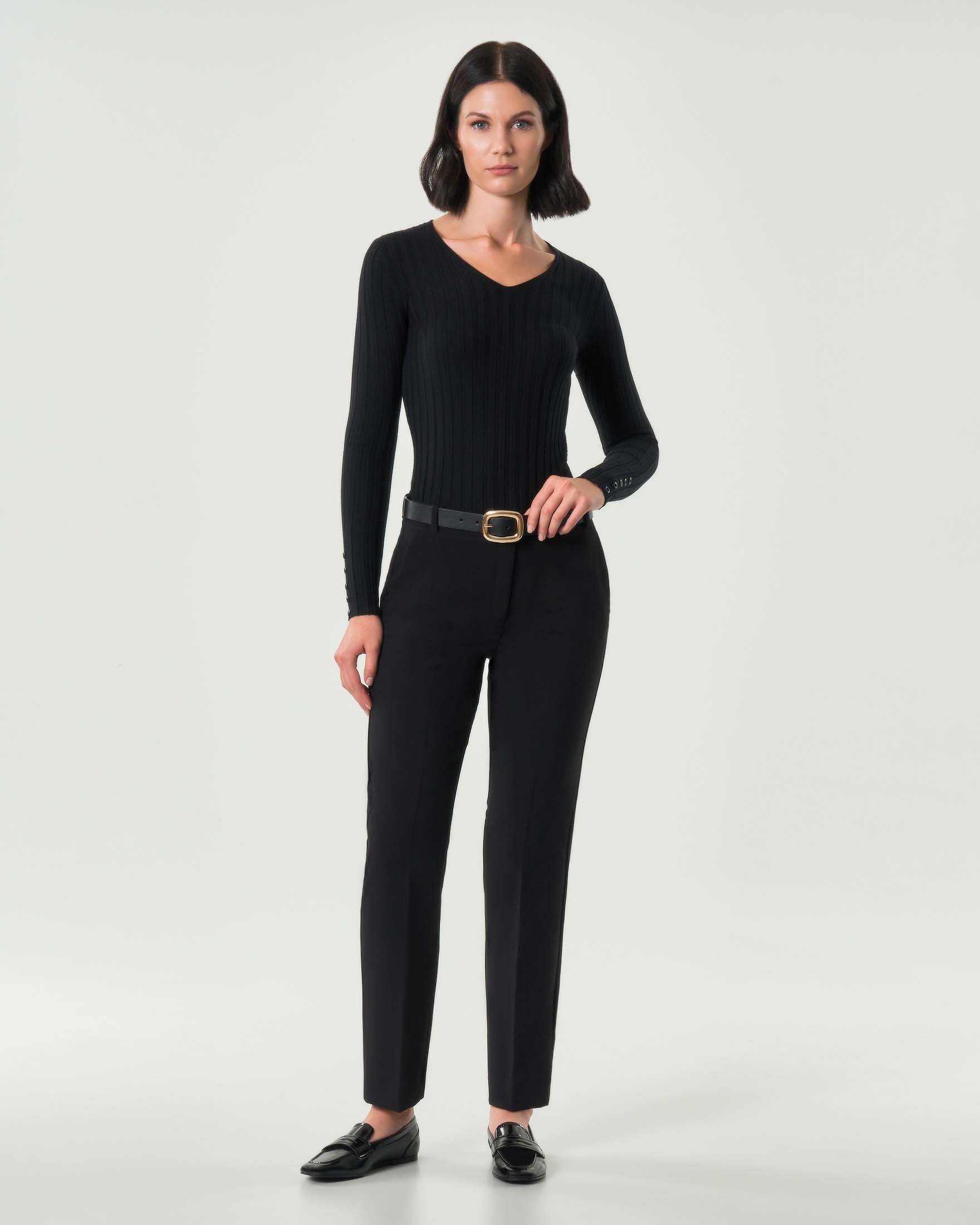 Pantaloni neri Ememe Marella dalla linea dritta in misto viscosa stretch