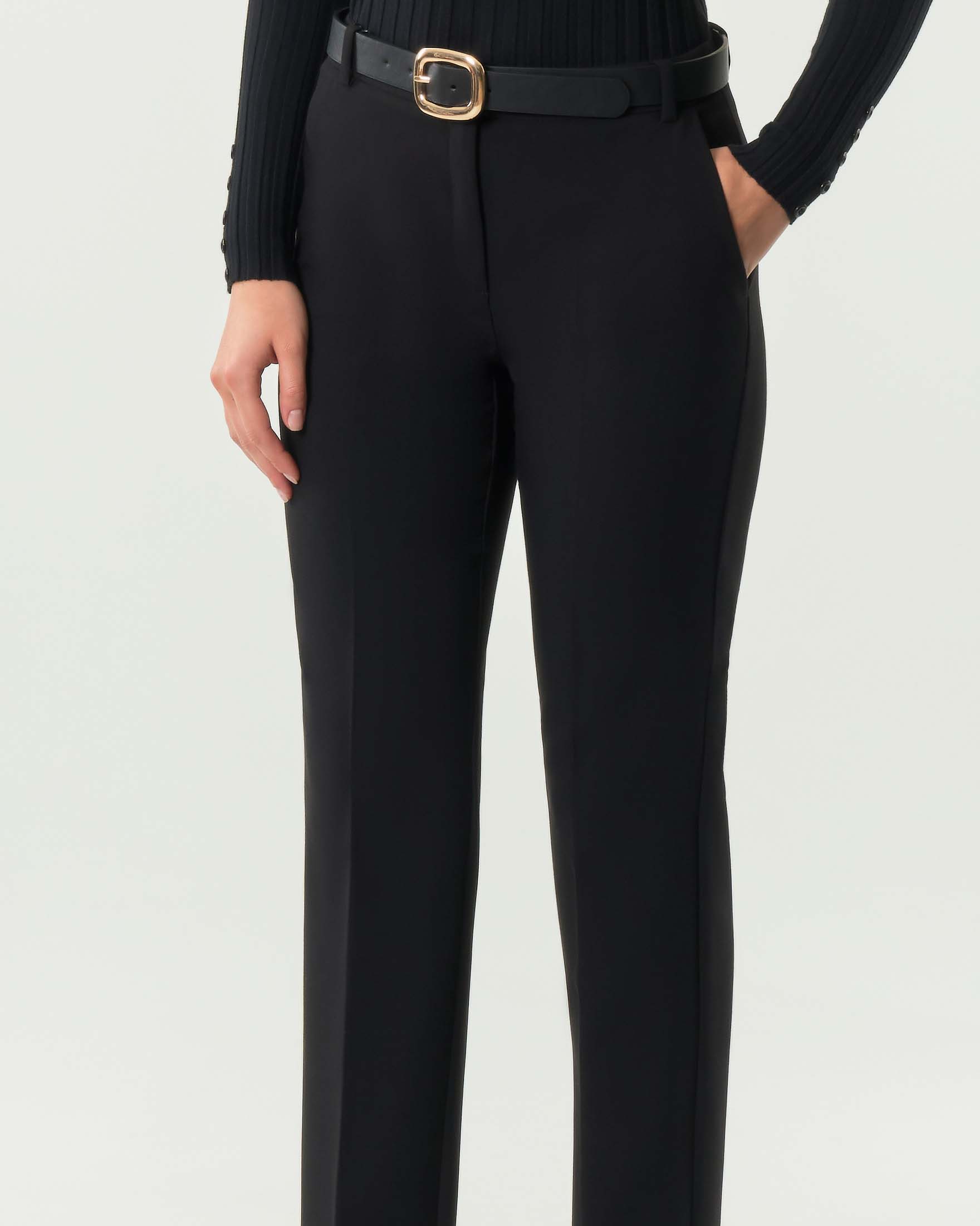 Pantaloni neri Ememe Marella dalla linea dritta in misto viscosa stretch image