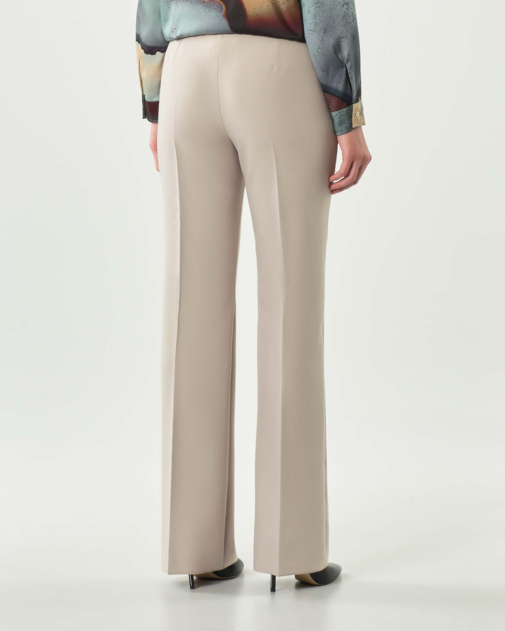 Pantaloni flare color sabbia Emme Marella in tessuto bistretch di misto viscosa