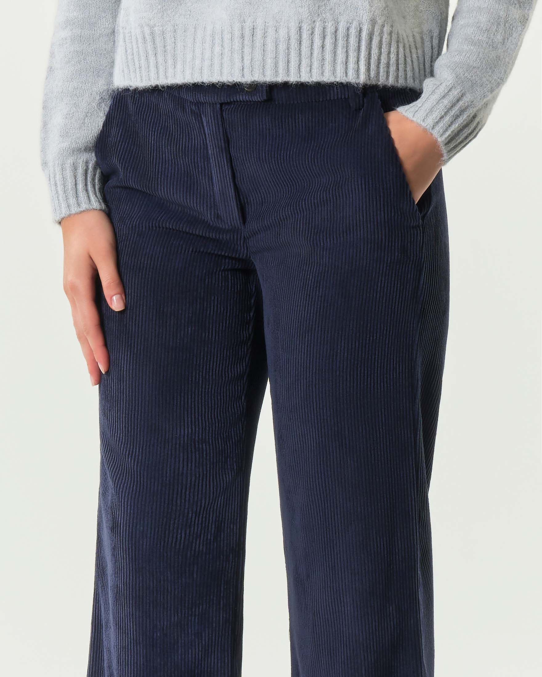 Pantaloni palazzo blu Emme Marella in velluto a righe