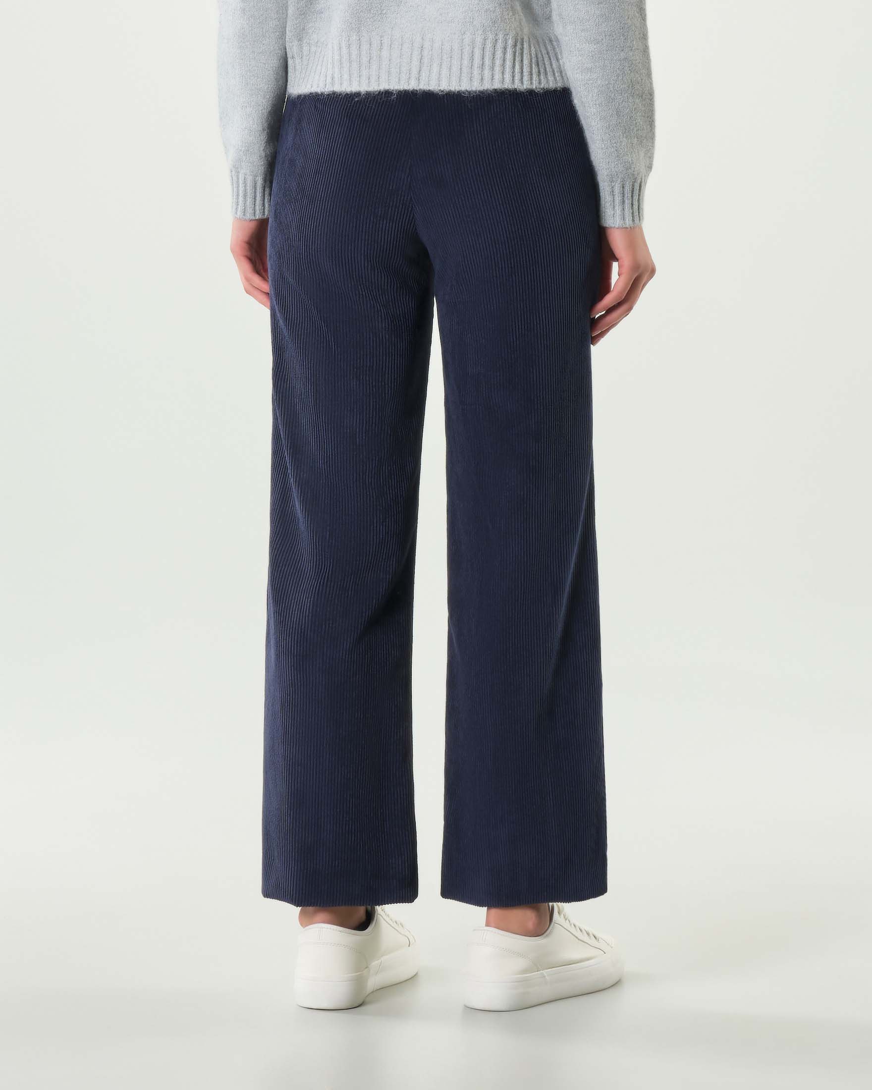 Pantaloni palazzo blu Emme Marella in velluto a righe