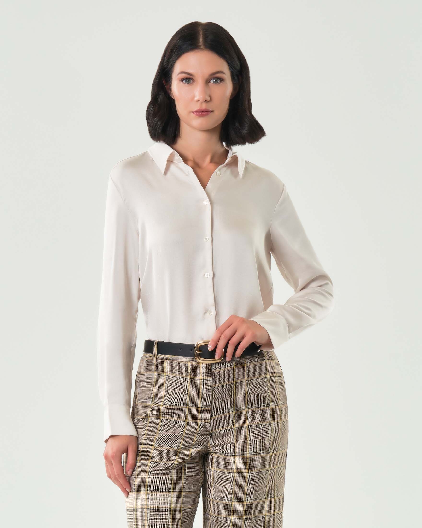 Camicia bianca Emme Marella in satin con colletto classico