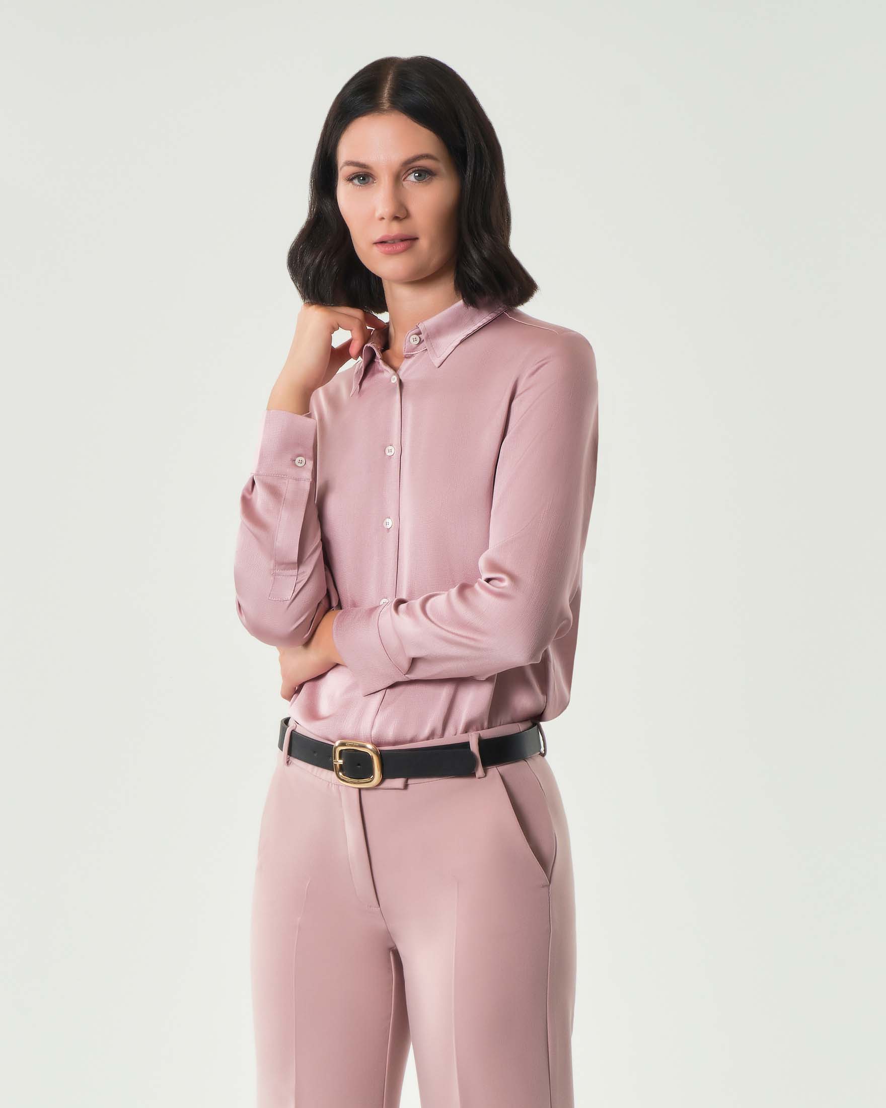 Camicia rosa Emme Marella in satin con colletto classico