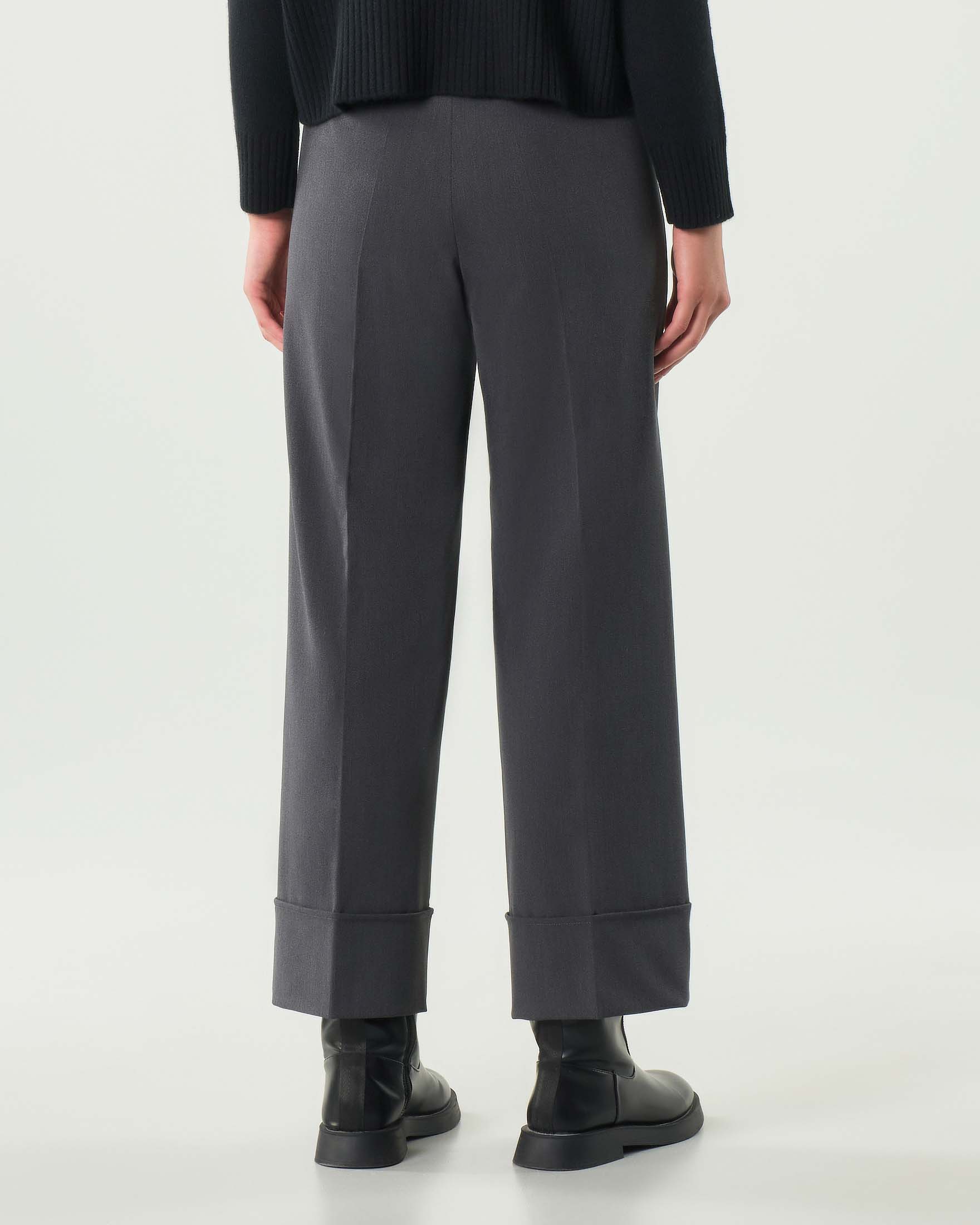 Pantaloni grigi alla caviglia Emme Marella con risvolto al fondo