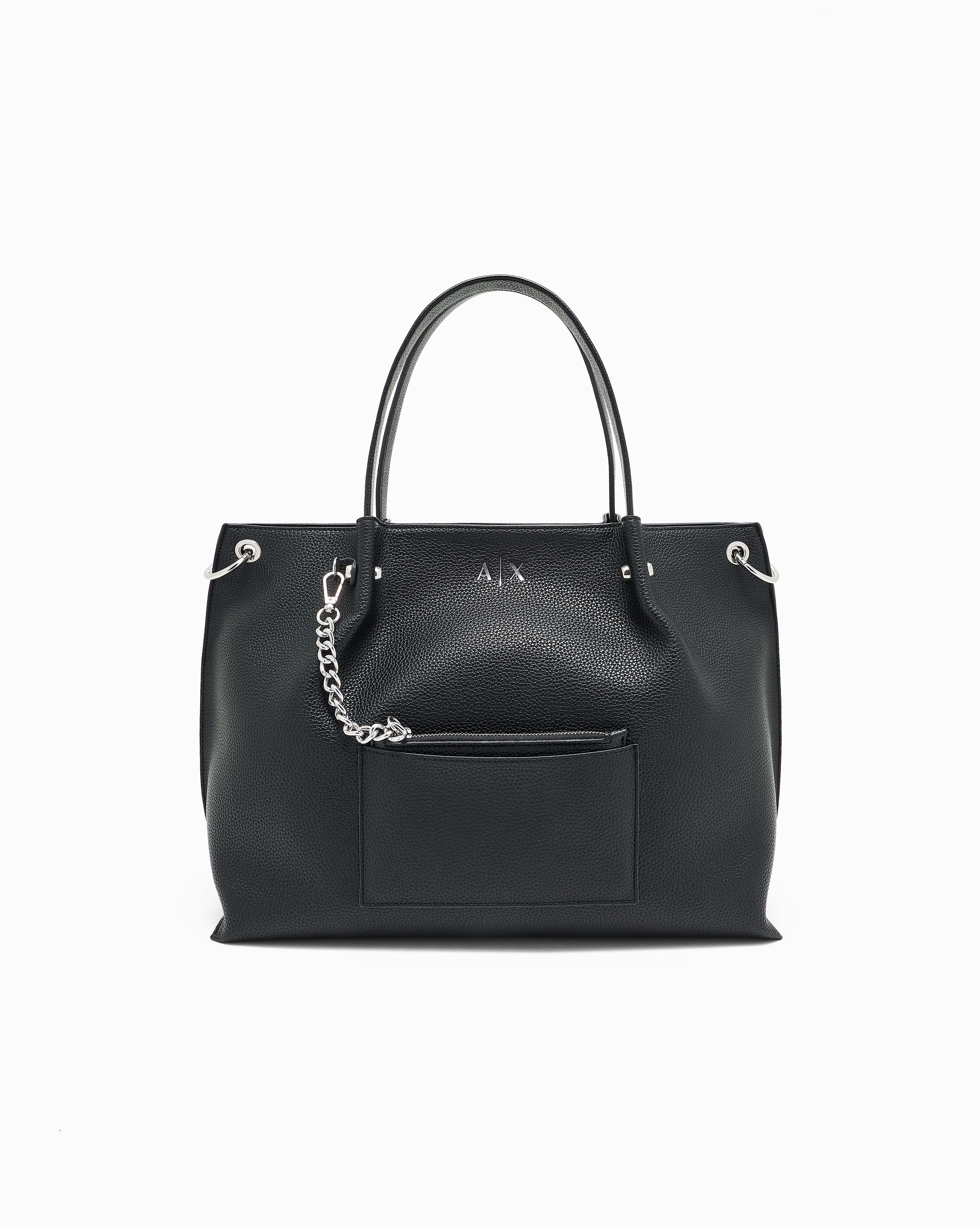 Borsa a mano Exchange nera in similpelle con pochette abbinata con catena staccabile