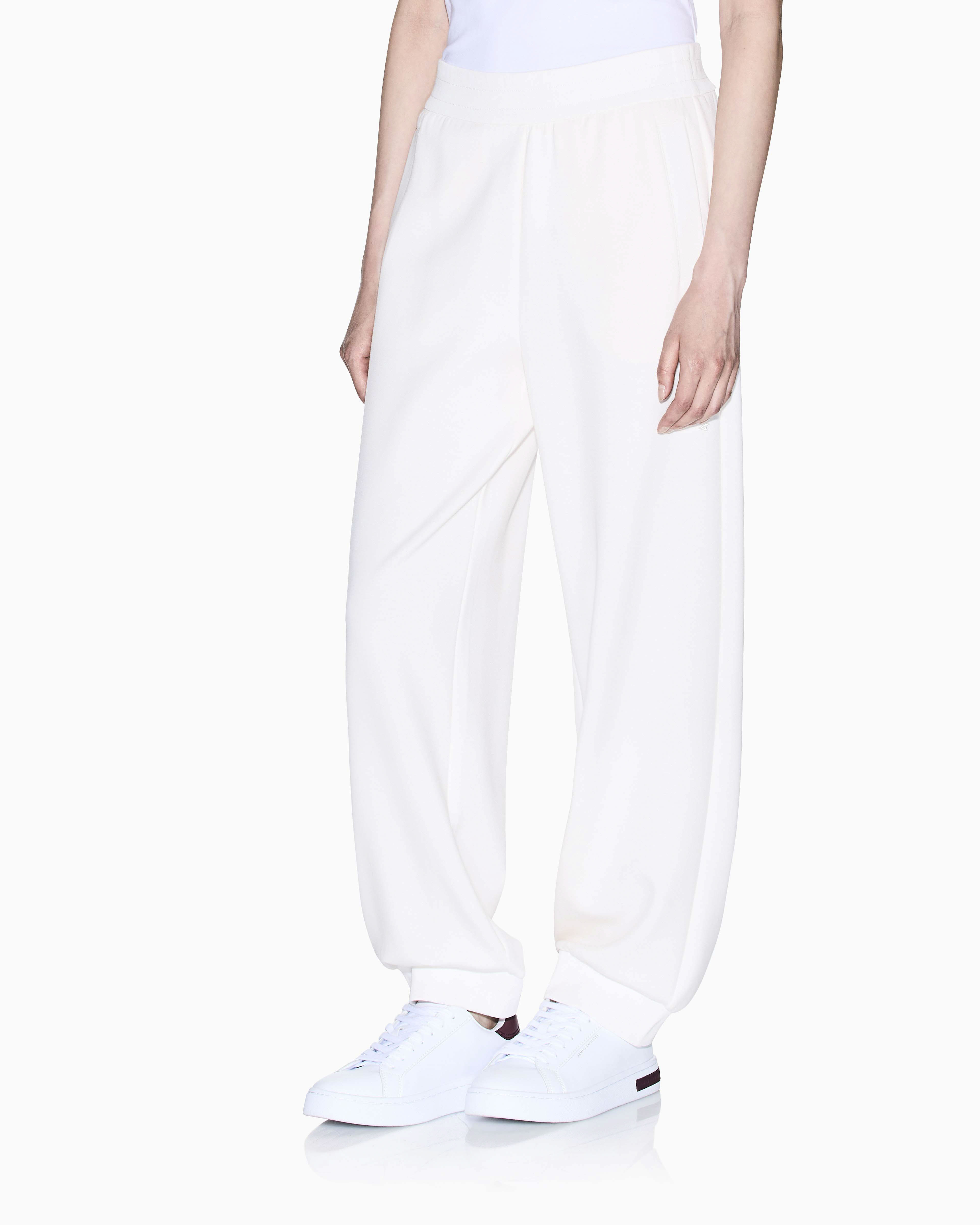 Pantaloni Armani Exchange bianchi in misto viscosa stretch con fascia elastica in vita image