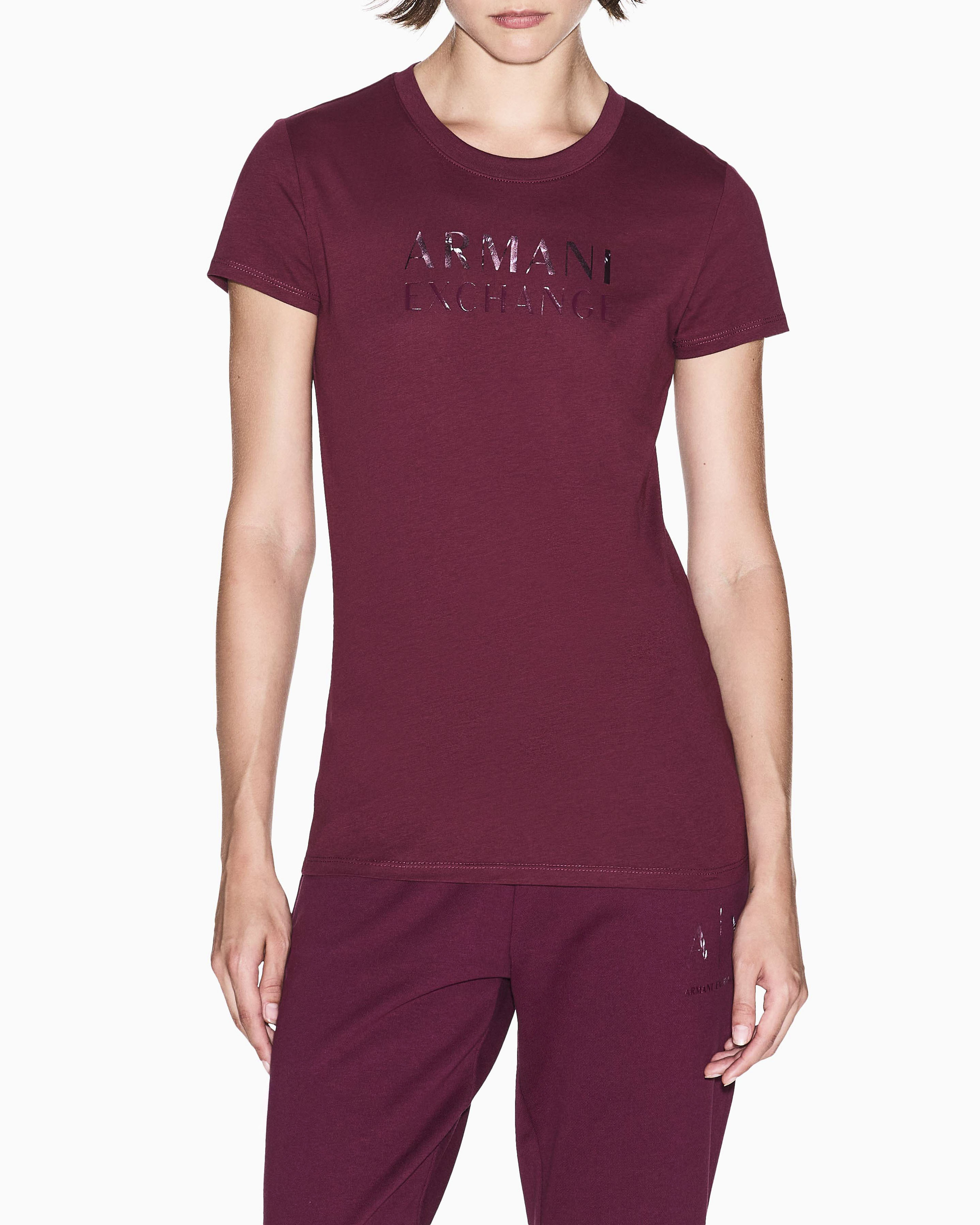 T-shirt Armani Exchange bordeaux in cotone