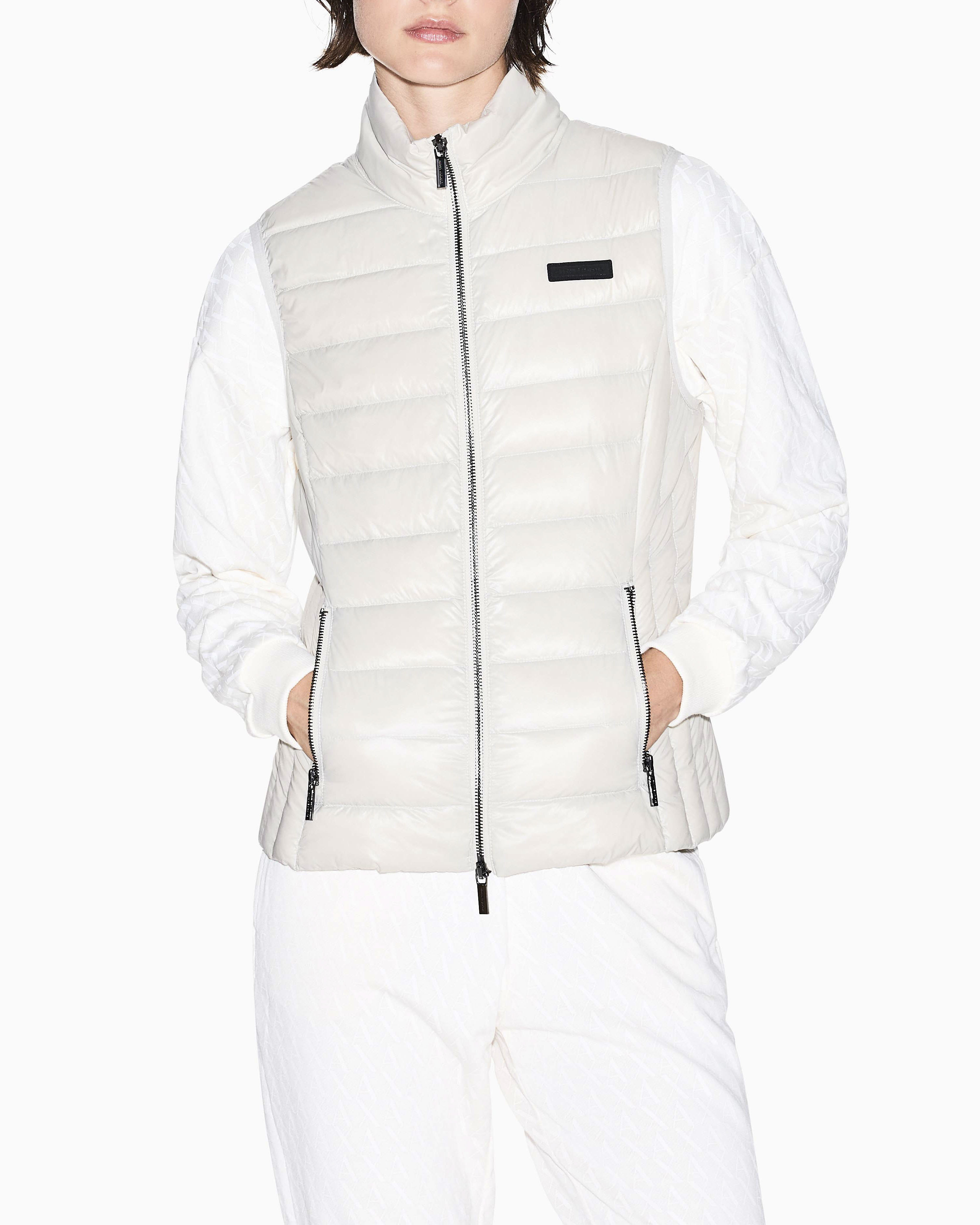 Piumino Armani Exchange bianco con imbottitura in piumino d'anatra