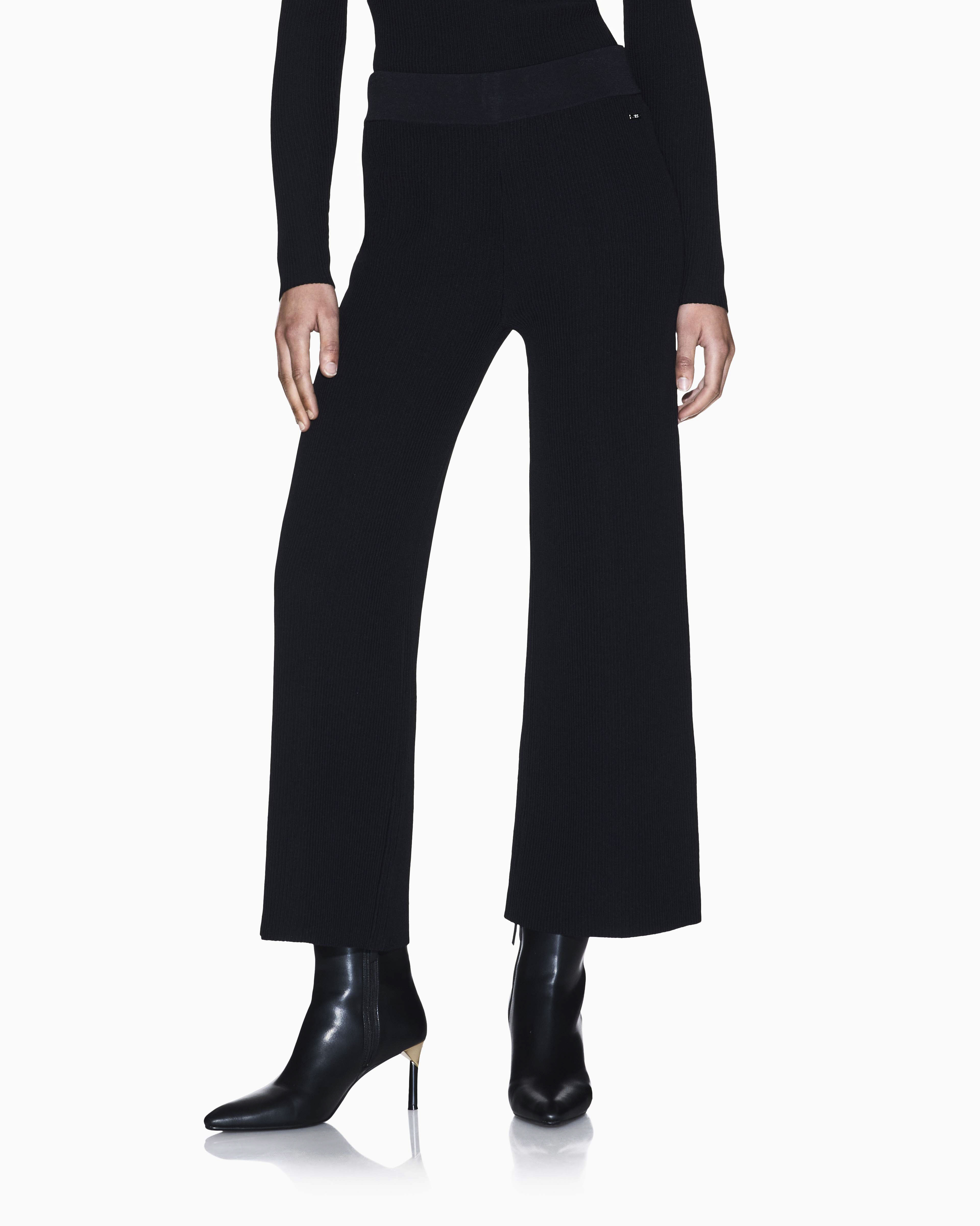 Pantaloni Armani Exchange neri in maglia a costine in misto viscosa