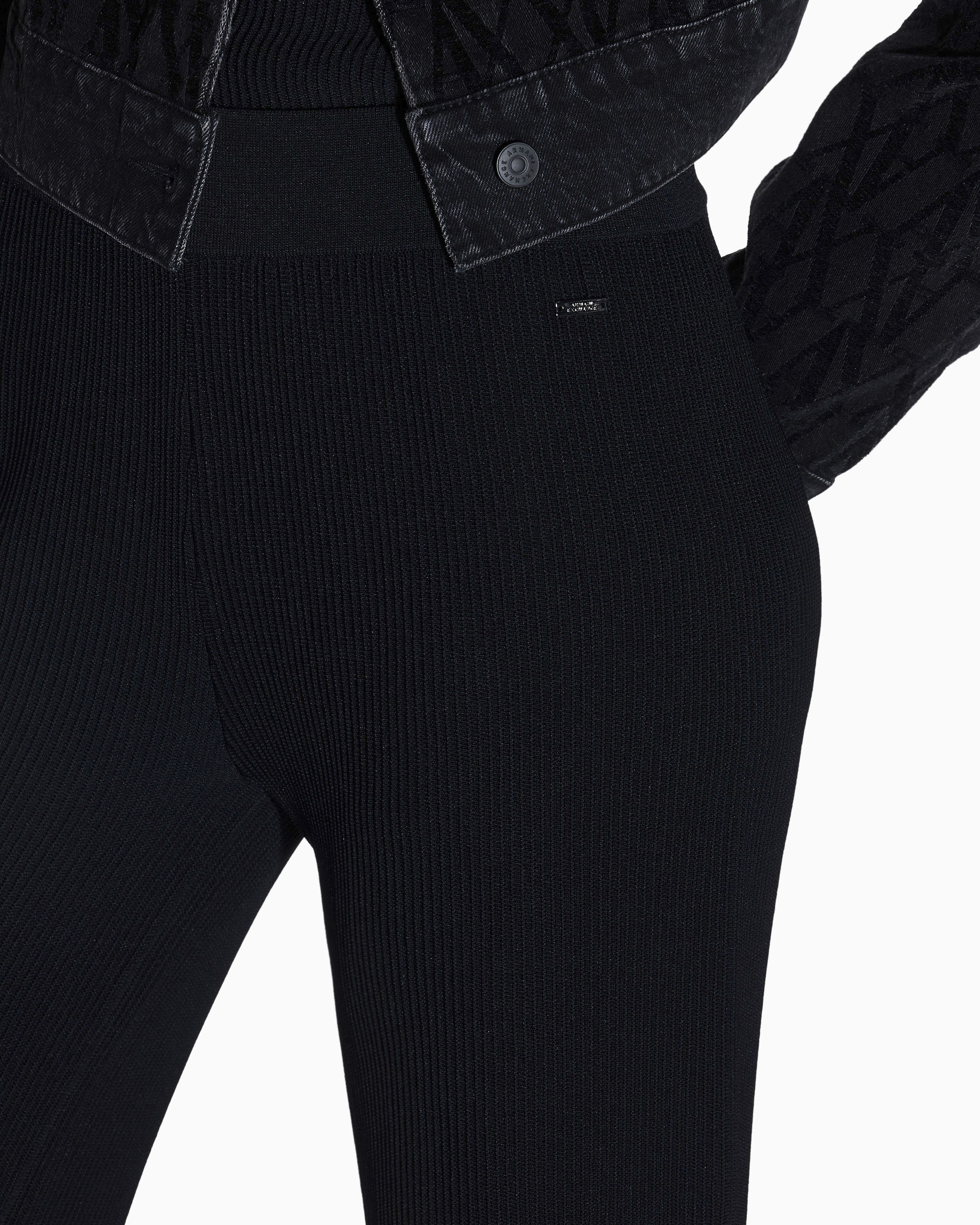 Pantaloni Armani Exchange neri in maglia a costine in misto viscosa