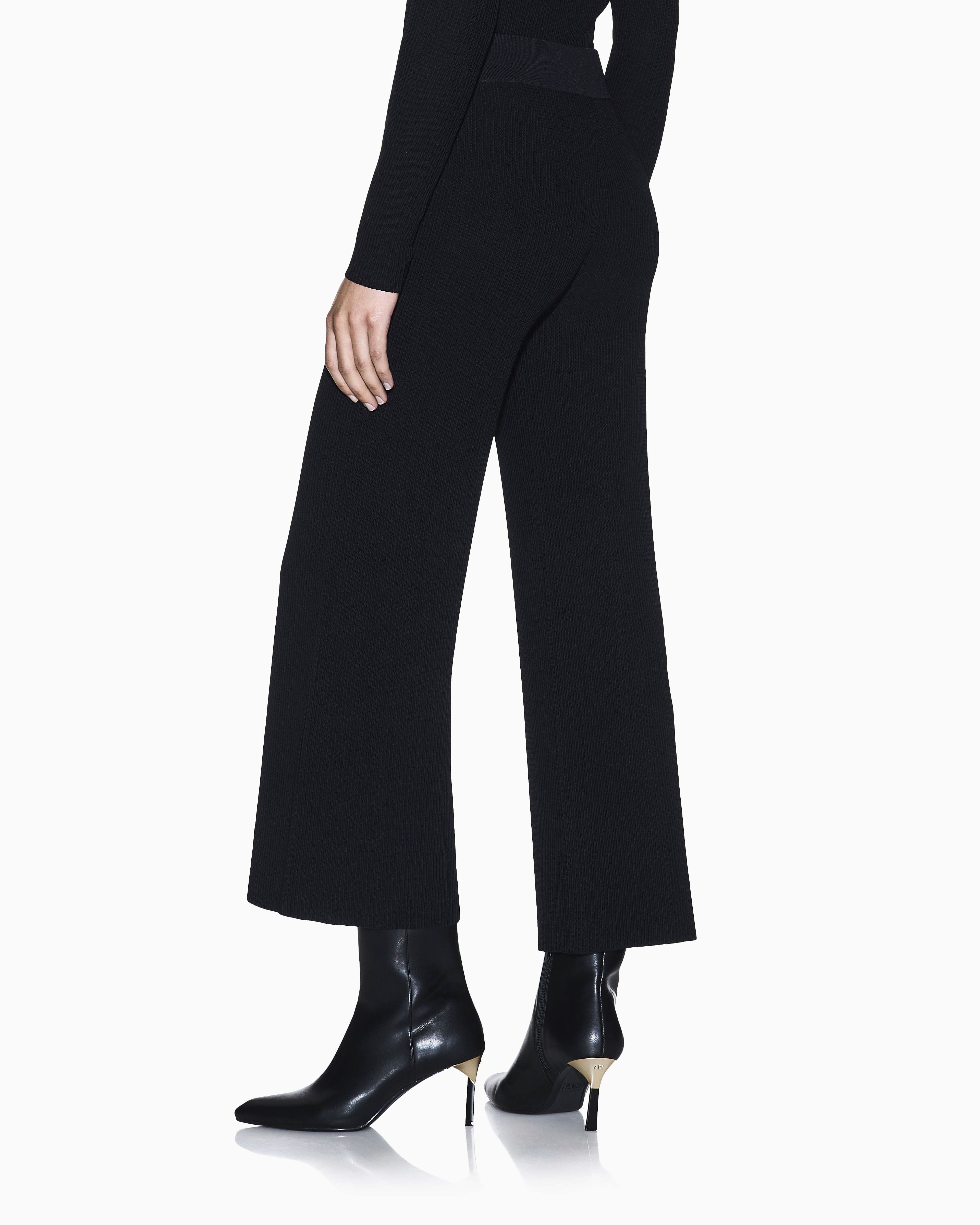 Pantaloni Armani Exchange neri in maglia a costine in misto viscosa