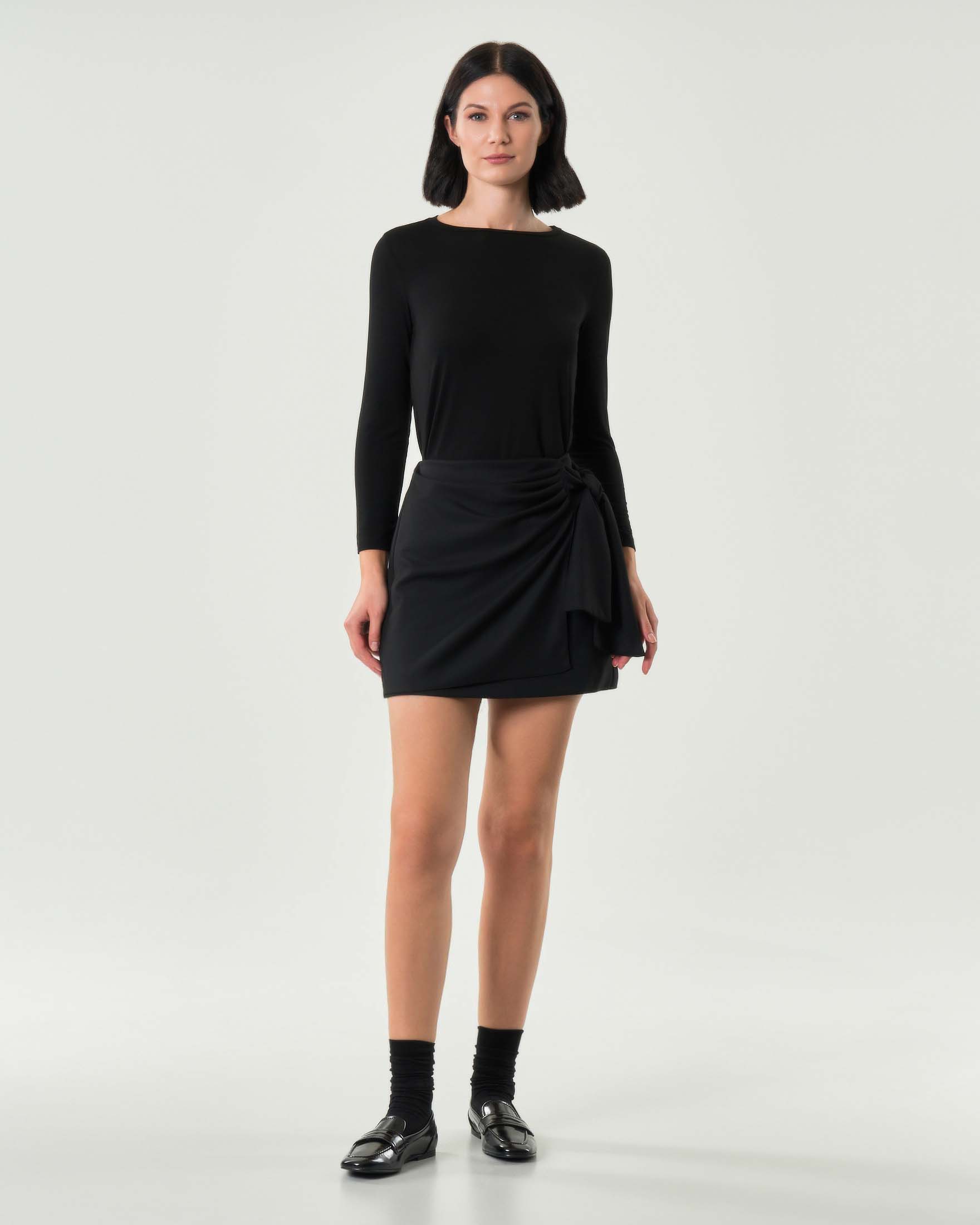 T-shirt nera Emme Marella a maniche lunghe in viscosa stretch