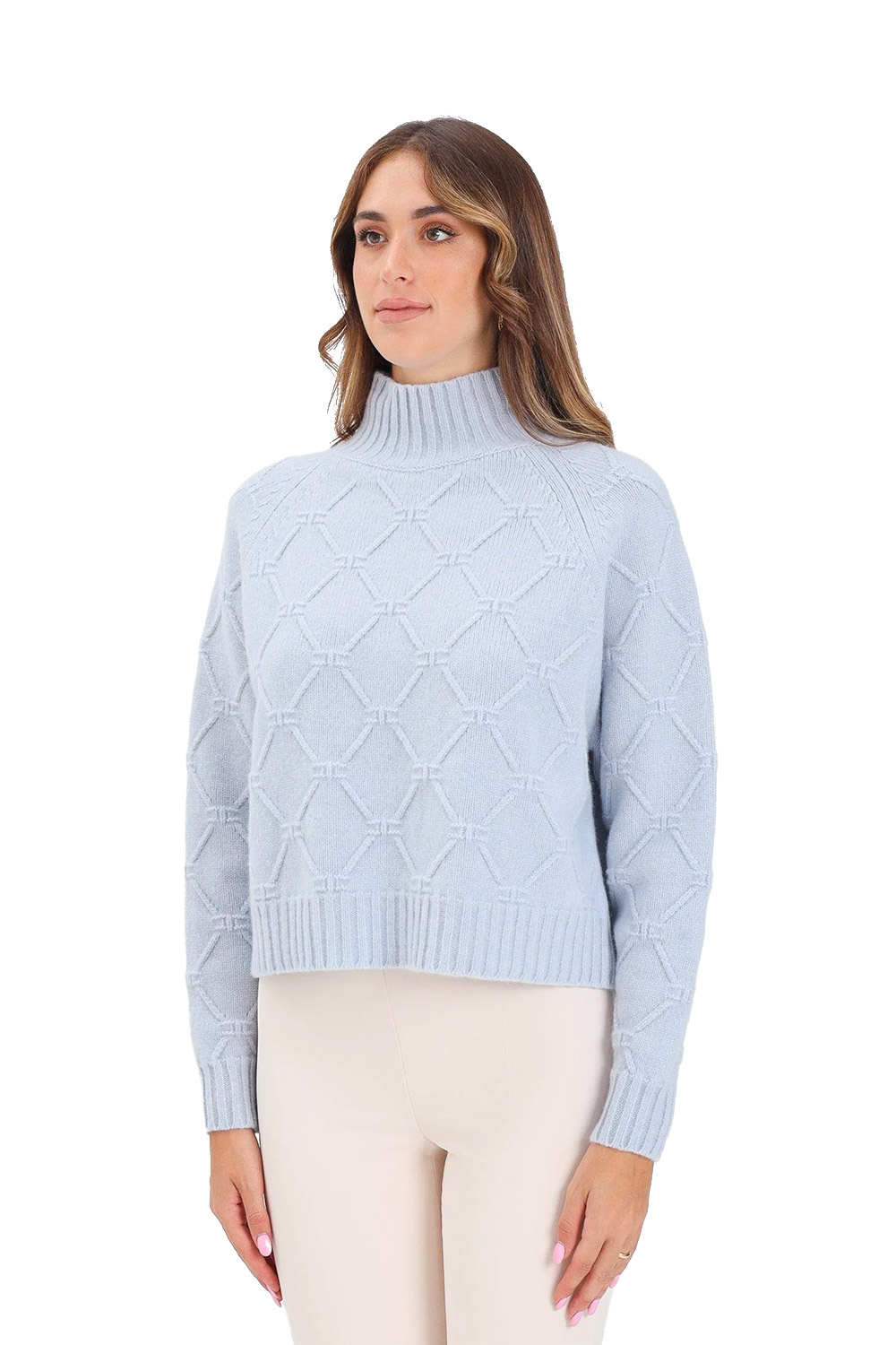 Pullover in Maglia con Losanghe Jacquard