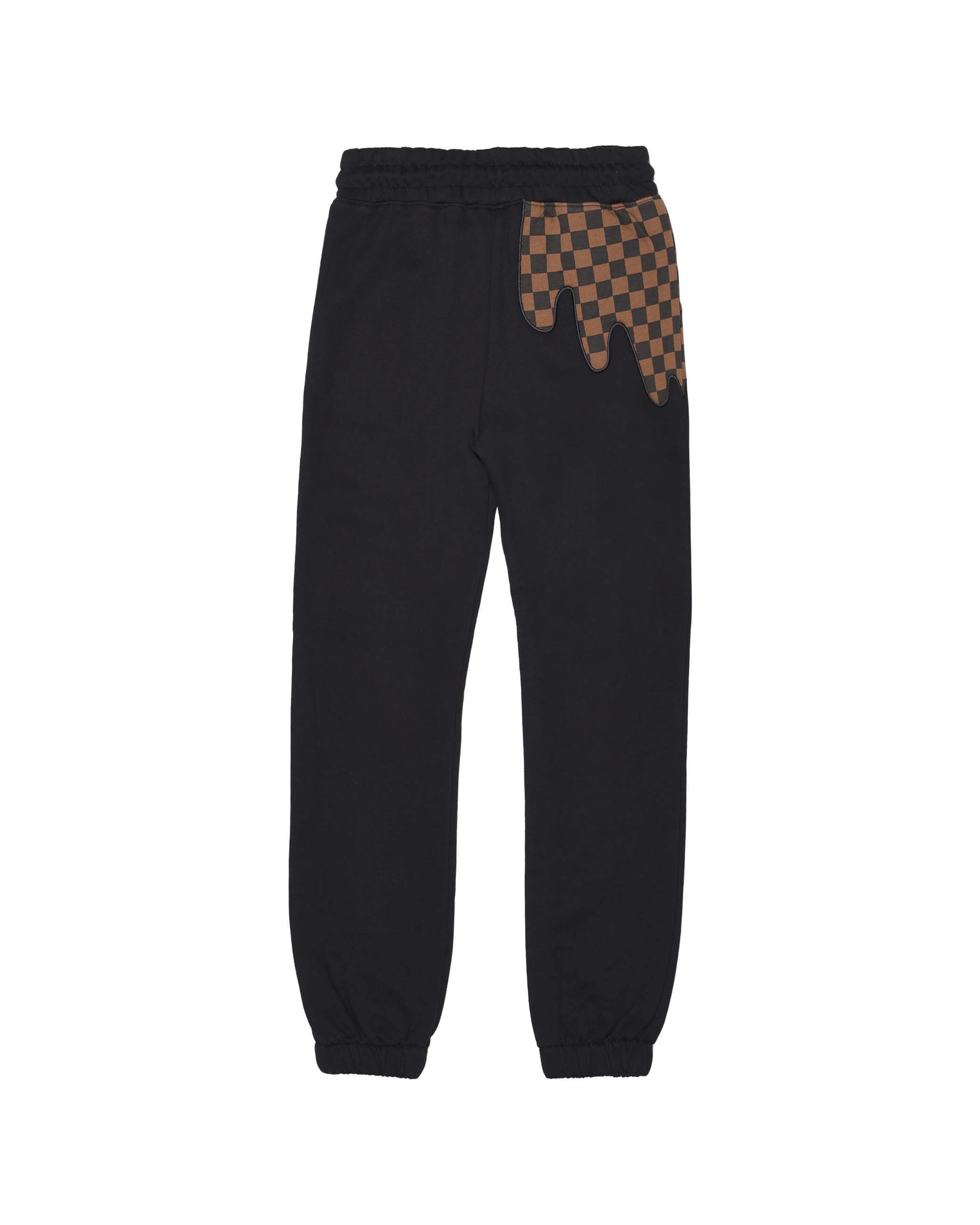 Pantalone felpato Sprayground nero con macchia checkered marrone image