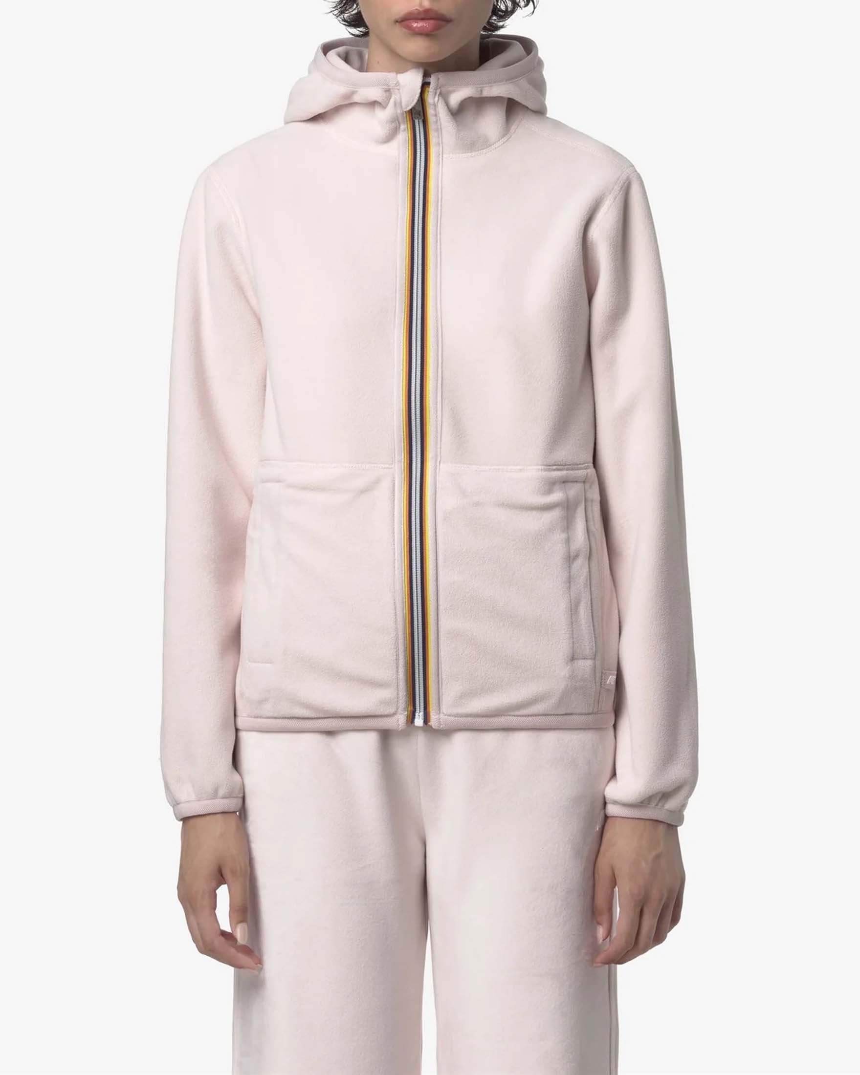 Felpa rosa reversibile K-Way modello Lily in velour con cappuccio e cerniero termonastrate image