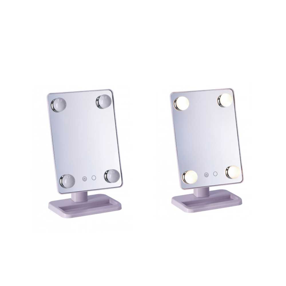 Ad Trend Specchio Da Appoggio Girevole Con 4 Led 19x13x31h Cm Colore Viola
