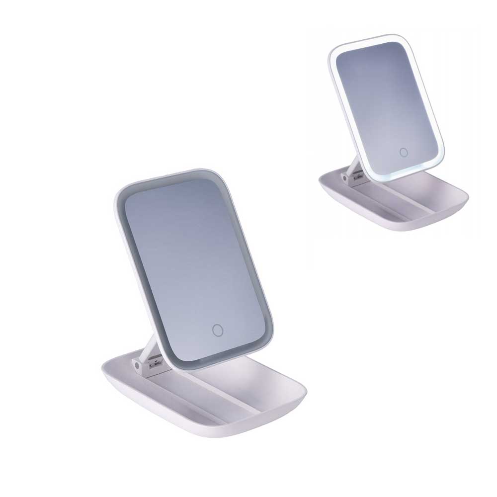 Ad Trend Specchio Ricaricabile Da Appoggio Con Led 16x22 Cm Colore Bianco